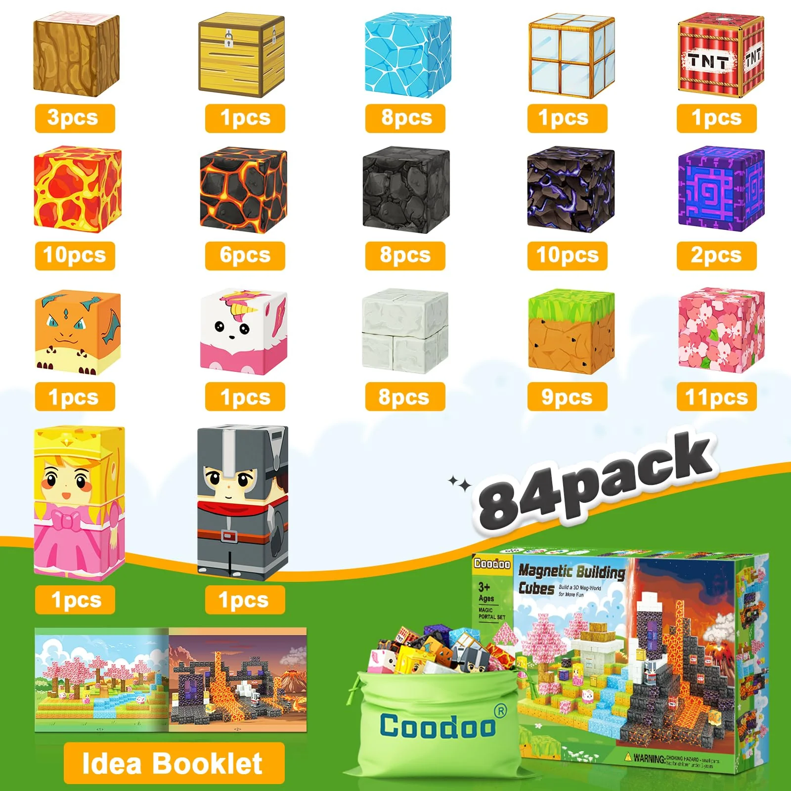 Magnetische Bausteine - Baue Mine Magnet Welt Zauberportal Set, Magnetische Fliesen Kleinkindspielzeug Outdoor Spielzeug für Jungen und Mädchen ab 3 Jahren, Kreative Kinderspiele Kinderspielzeug - Image 3