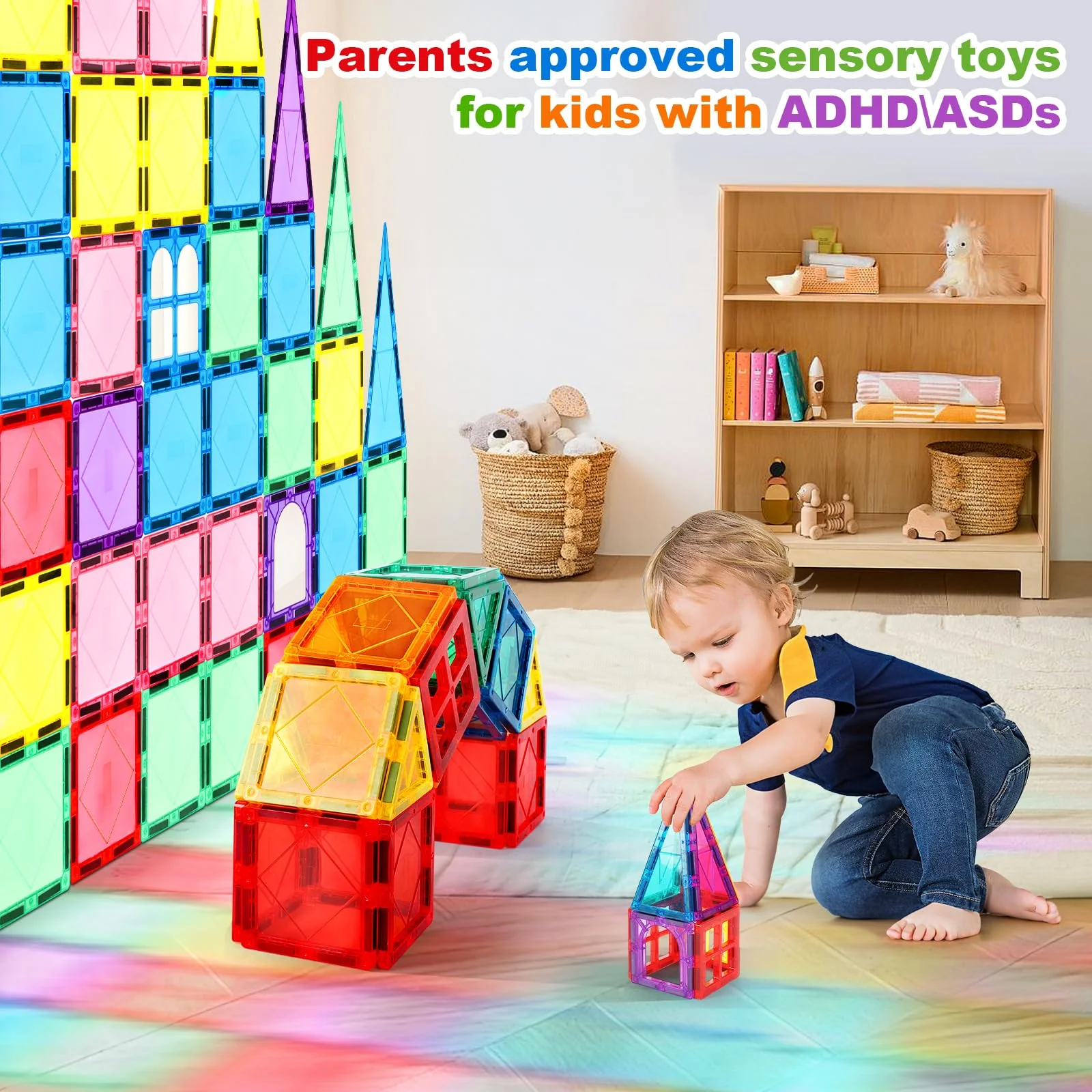 Magnetische Bausteine Kinderspielzeug 100 Teile STEM Magnetbausteine Bauspielzeug Magnet Spielzeug für Kleinkind und Kinder Montessori Lernspielzeug Geschenke für 3-8 Jungen und Mädchen - Image 6