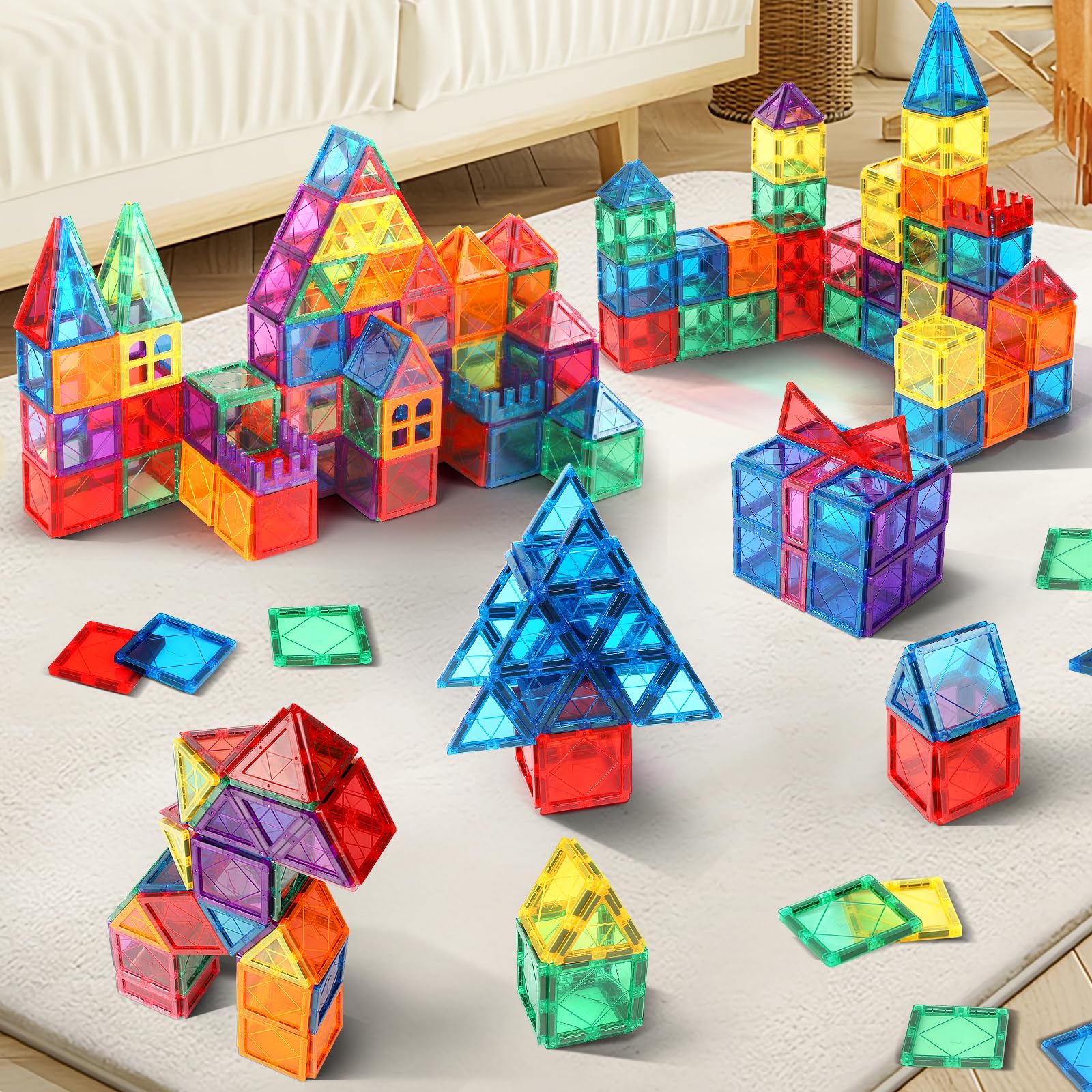 Magnetische Bausteine Kinderspielzeug 100 Teile STEM Magnetbausteine Bauspielzeug Magnet Spielzeug für Kleinkind und Kinder Montessori Lernspielzeug Geschenke für 3-8 Jungen und Mädchen - Image 7
