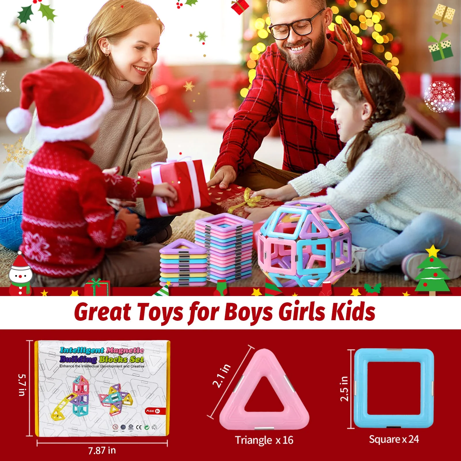 Magnetische Bausteine Magnete Kinder Spielzeug Ab 2 3 4 5 6 7 8 Jahre 40PC Geschenk für Mädchen Junge Ideales STEM Kreativität Lern Kinderspielzeug Für Kindertag Neujahr Weihnachten - Image 2