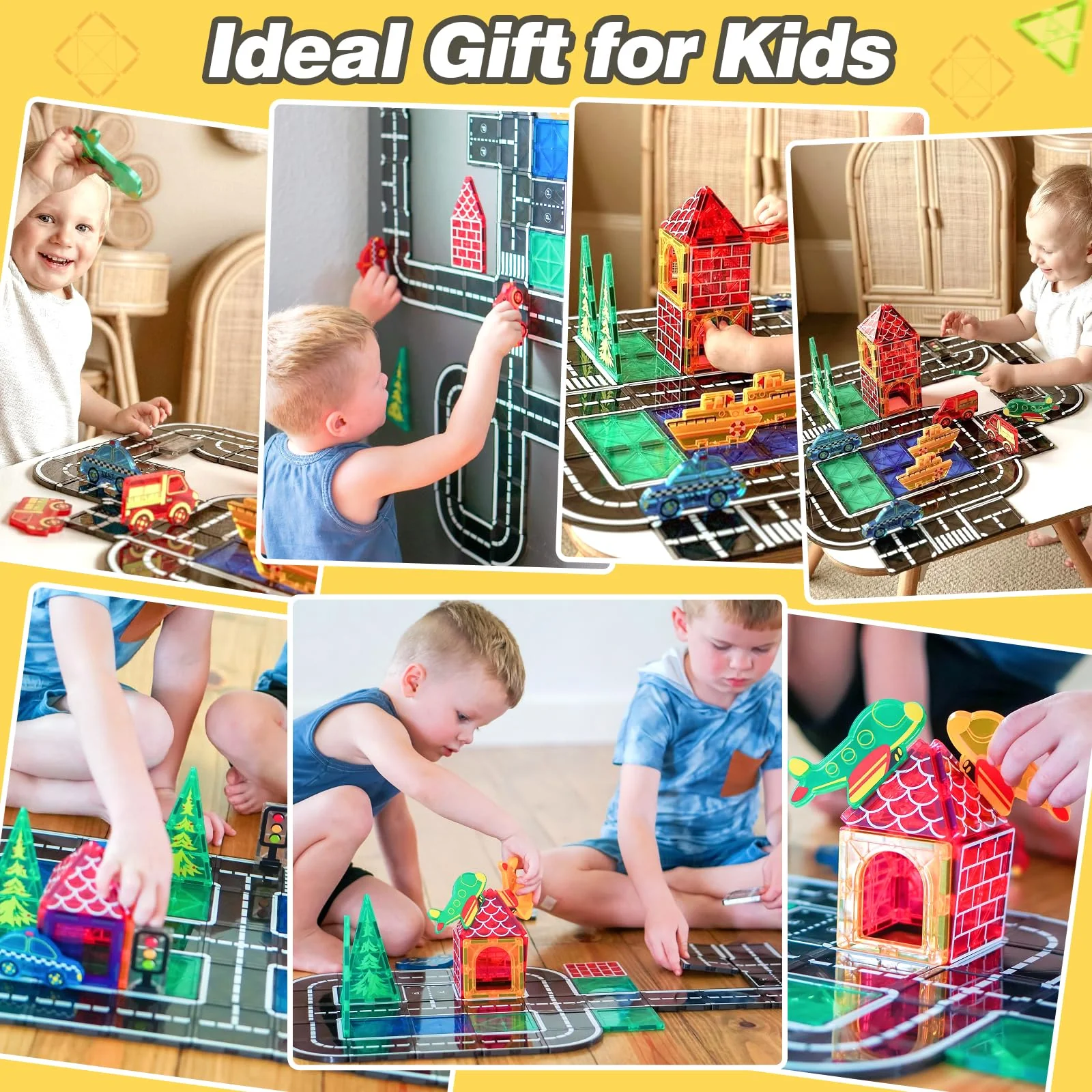 Magnetische Fliesen Stadtstraßen-Set, Kinderspielzeug, sensorische Spiele für 3-jährige Jungen und Mädchen, magnetische Blöcke für Kinder im Alter von 3–5, 4–8 Jahren, Klassenzimmer, Muss für - Image 6
