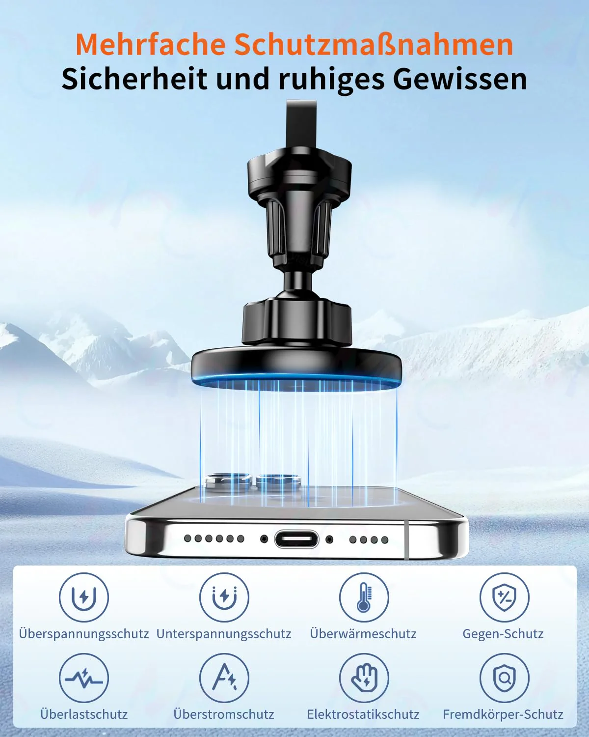 Magsafe Autohalterung, mit Kabellose Kfz-Ladefunktion 15W, handyhalterung auto, 360°,handyhalterung auto magnet, magsafe ladegerät Wireless Charger für iPhone 16 /15 /14 /13 /12 Series, auto zubehör - Image 3