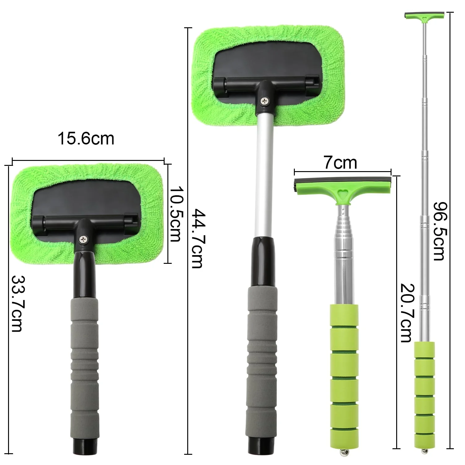 MAIXINNEW Auto Fensterwischer Abzieher (40cm) und Spiegel Abzieher (100cm) mit Teleskop, Auto Scheibenreiniger Innen Teleskop, Auto-Reinigungswerkzeuge Edelstahl für Zuhause und Freien - Image 5