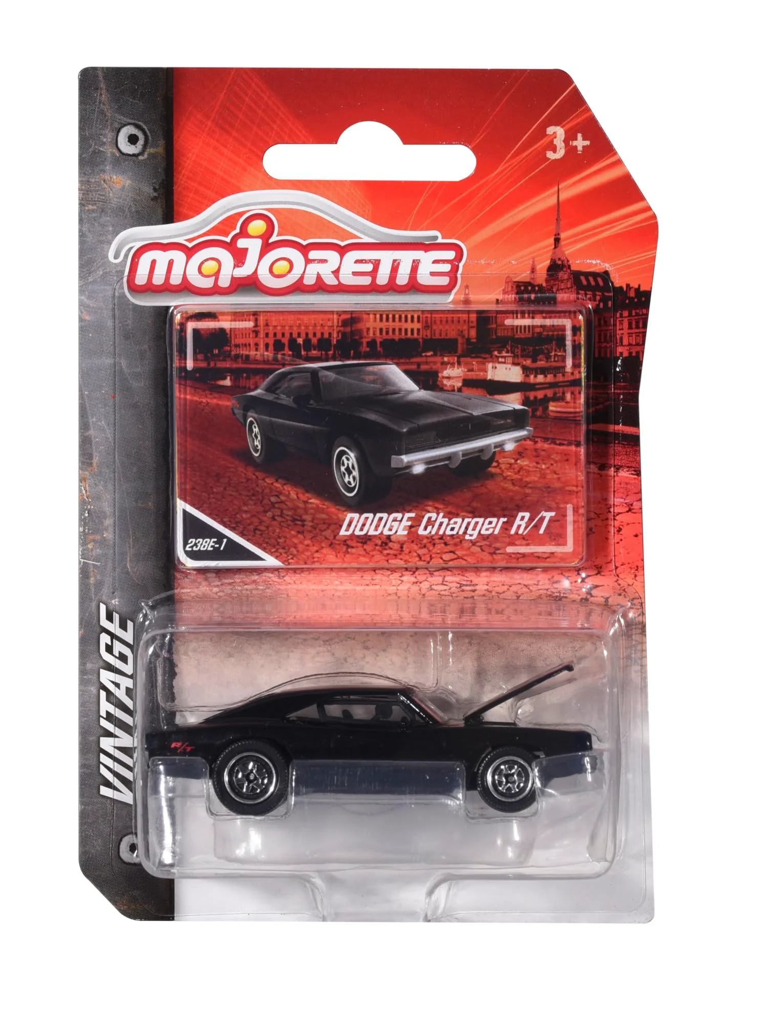 Majorette - Dodge Charger R/T Vintage Auto – Spielzeugauto, Maßstab 1:64 (7,5 cm), mit Sammelkarte, Modellauto für Kinder ab 3 Jahren, Durchsichtig - Image 2