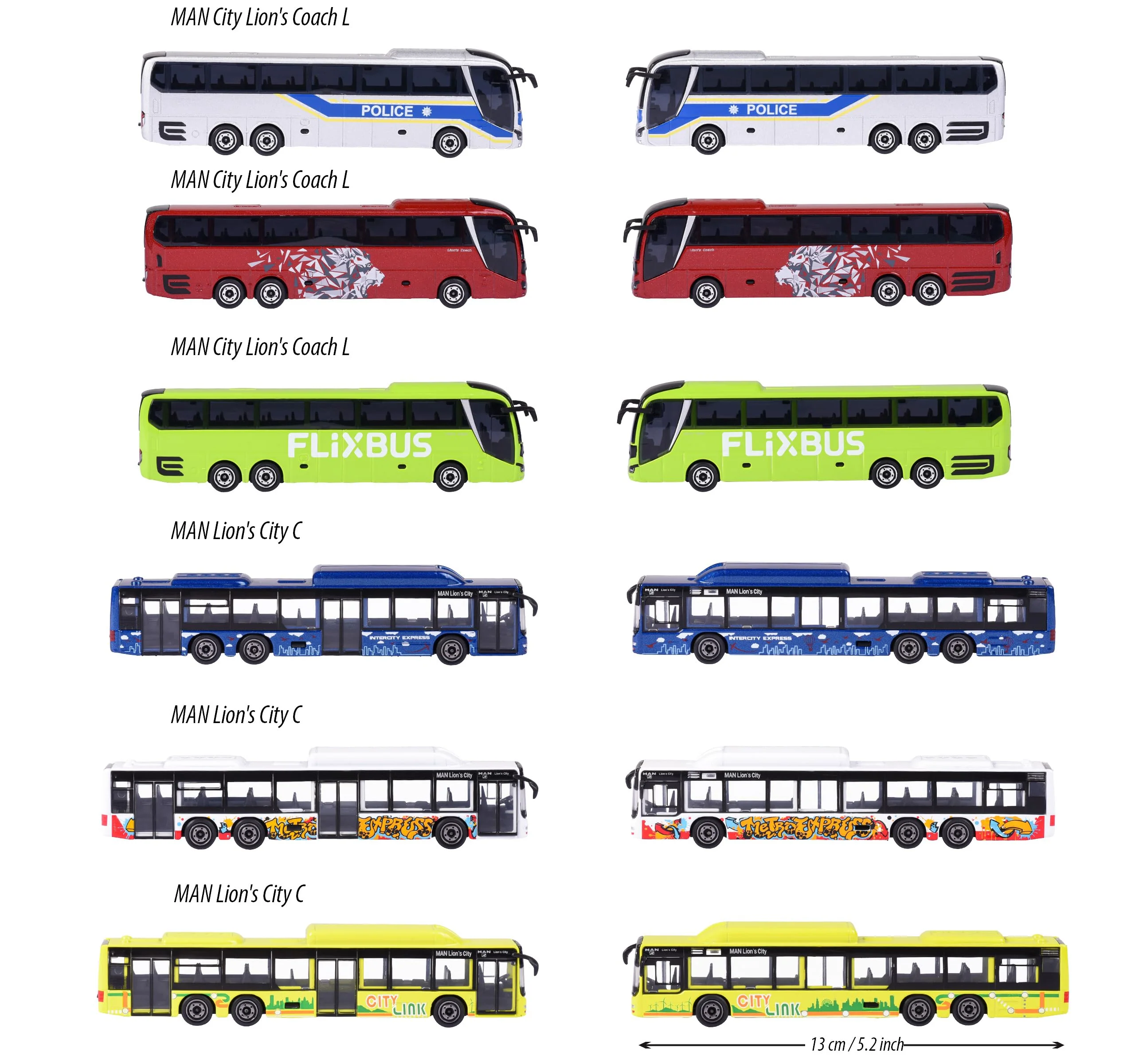 Majorette MAN City Bus (1 Modellauto) - Spielzeugbus aus Metall mit Freilauf, zufällige Auswahl aus 6 Modell-Fahrzeugen für Sammler und Kinder ab 3 Jahre, je ca. 13 cm - Image 4