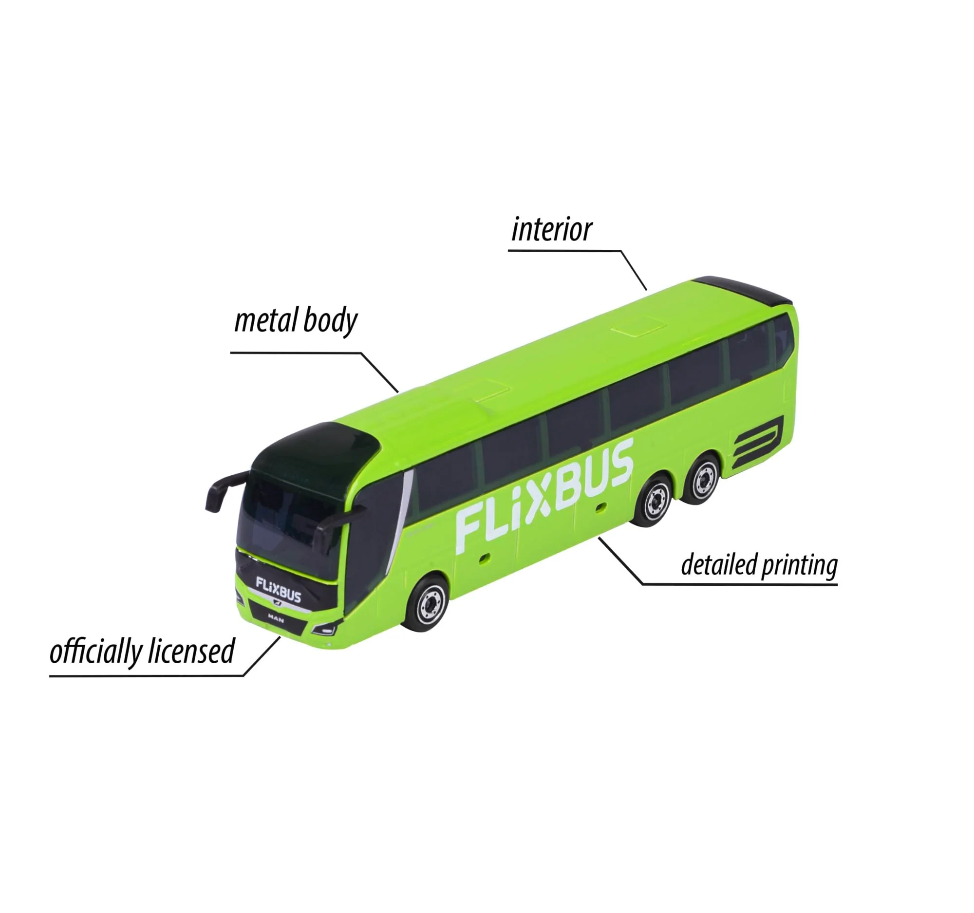 Majorette MAN Lion's Coach L Flixbus (13 cm) - Busspielzeug mit Freilauf & Federung, Metall-Karosserie, Spielzeugautos ab 3 Jahren - 212053159Q01 - Image 5