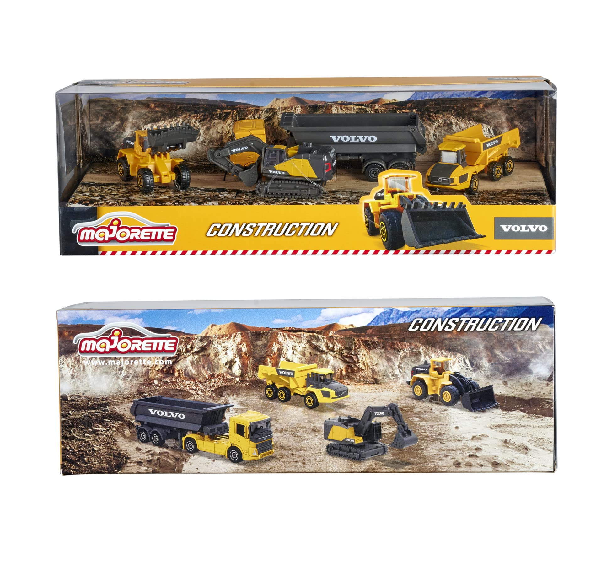 Majorette – Volvo Baustellenfahrzeuge 4er Geschenkset – Bagger, Radlader, Kipplaster, Knicklenker, Spielzeugautos aus Metall, für Kinder ab 3 Jahren, Schwarz/Gelb - Image 3