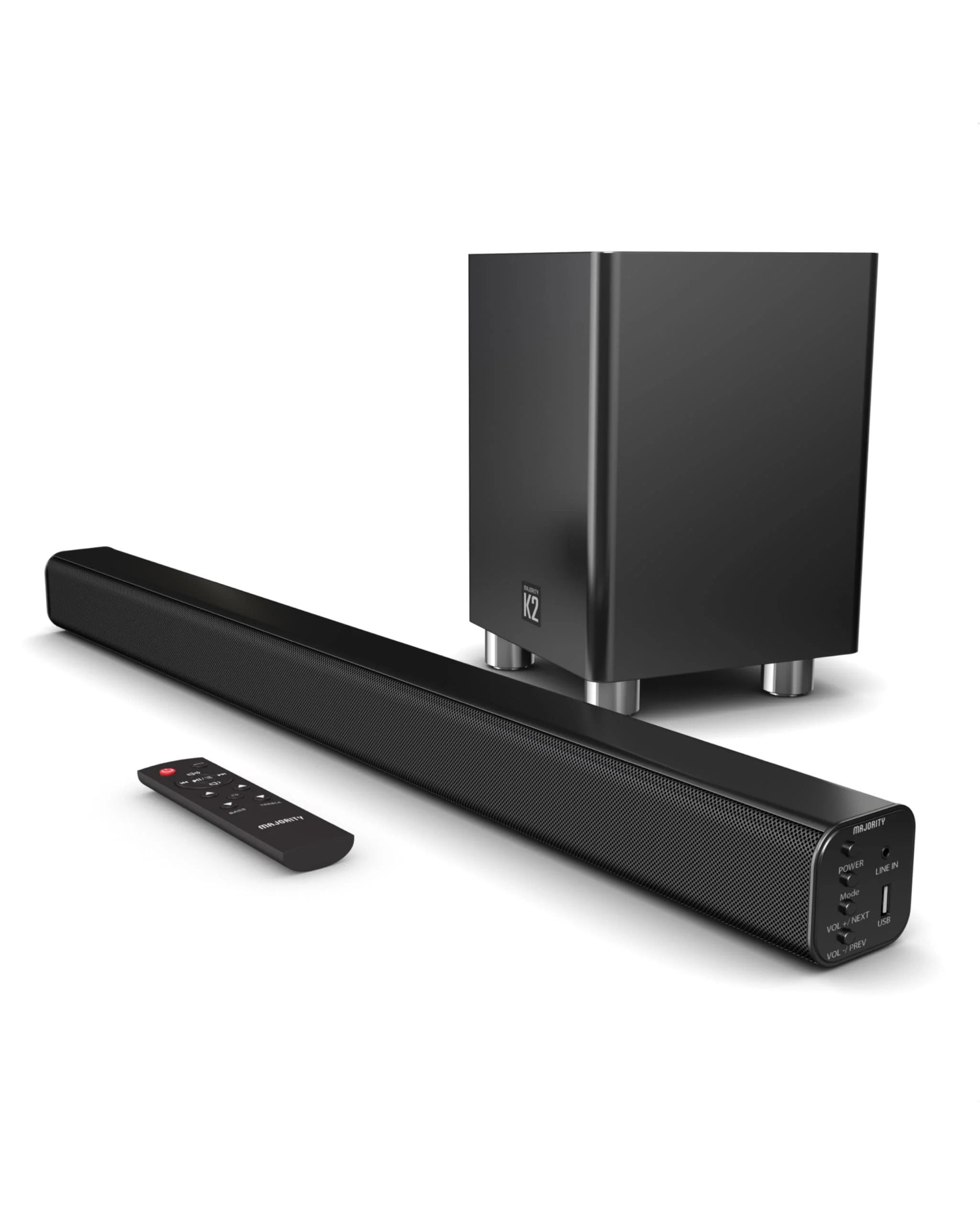 MAJORITY K2 Soundbar für TV Geräte mit Subwoofer | TV Lautsprecher für Fernseher | 150W 2.1 Soundsystem mit Kabelloser Subwoofer | Bluetooth TV Soundbar | Heimkino Sound Bar HDMI ARC (Weiß) - Image 2