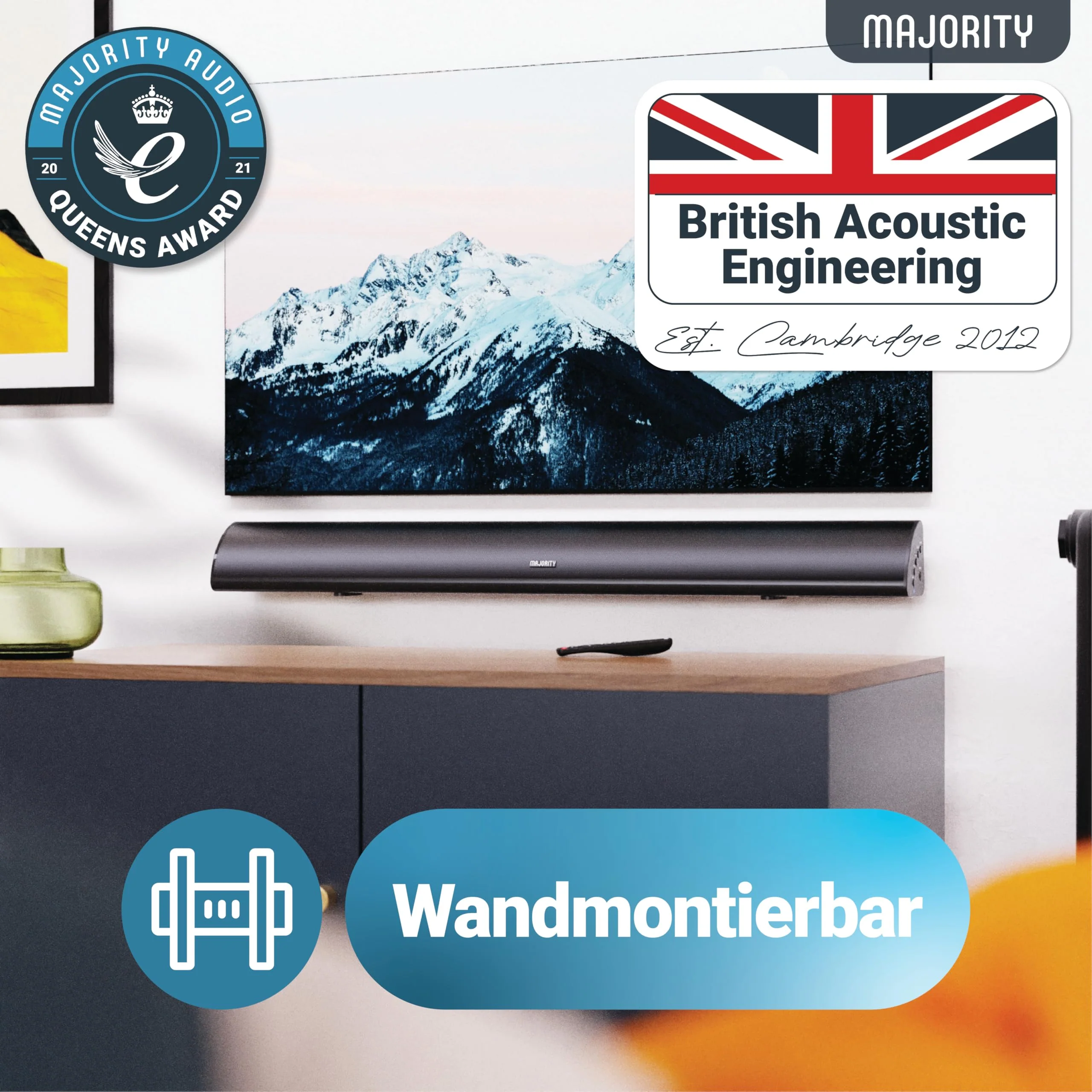 MAJORITY Snowdon Soundbar für TV Geräte | Soundbar Bluetooth | 120W 2.1 TV Lautsprecher für Fernseher | TV Soundbar mit Intergriertem Subwoofer | Soundsystem für Fernseher | 81CM Sound Bar (Schwarz) - Image 5