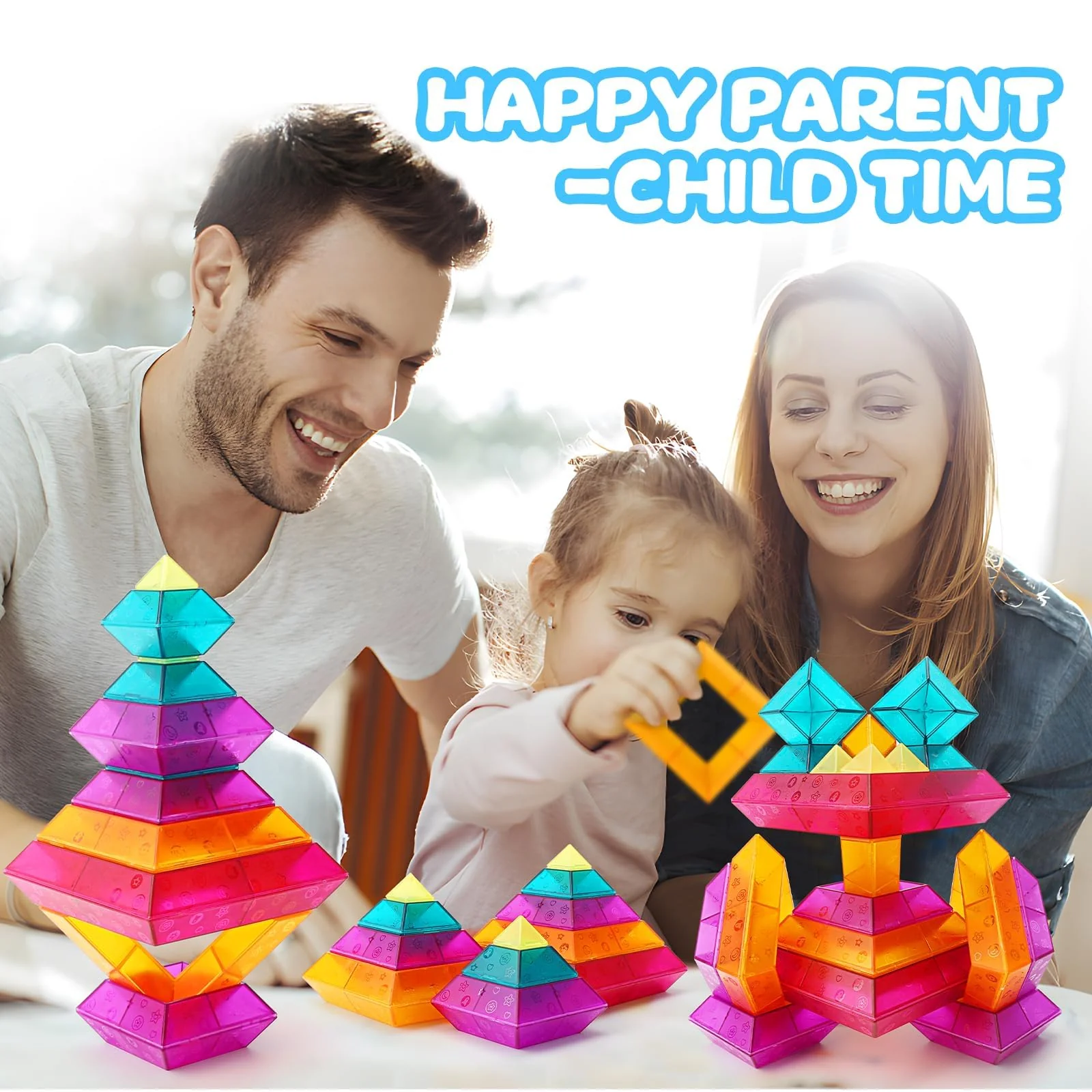 MAKE KIDS SMILE BUBBLE FUN Bausteine für Kleinkinder ab 2 3 4 5 6 Jahre,30 Stück Pyramide Stapelspielzeug,Farbige Blöcke Bauspielzeugsets STEM Spielzeug für Jungen und Mädchen - Image 3