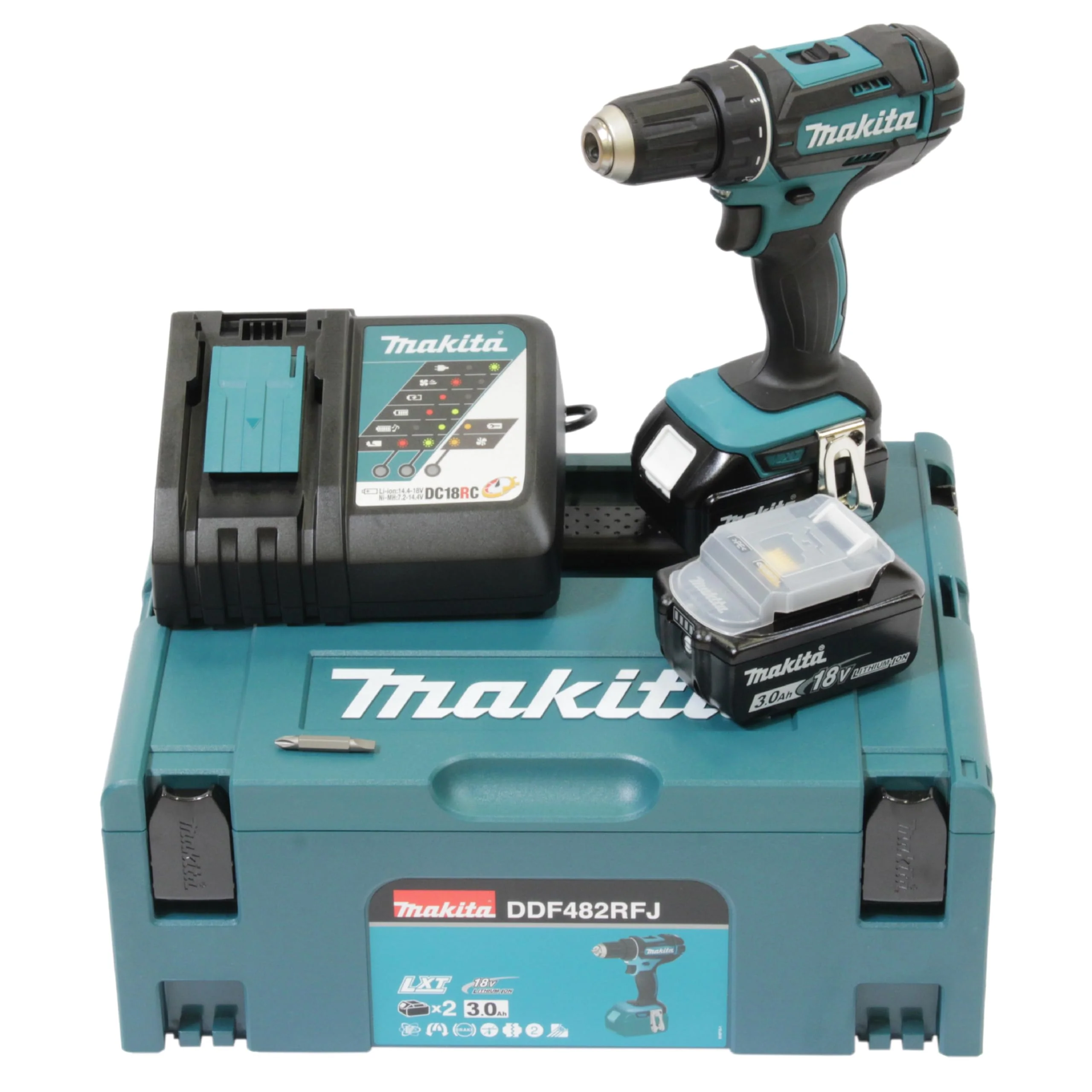 Makita DDF482RFJ Akku-Bohrschrauber 18V / 3,0 Ah, 2 Akkus + Ladegerät im MAKPAC Schwarz, Blau - Image 18