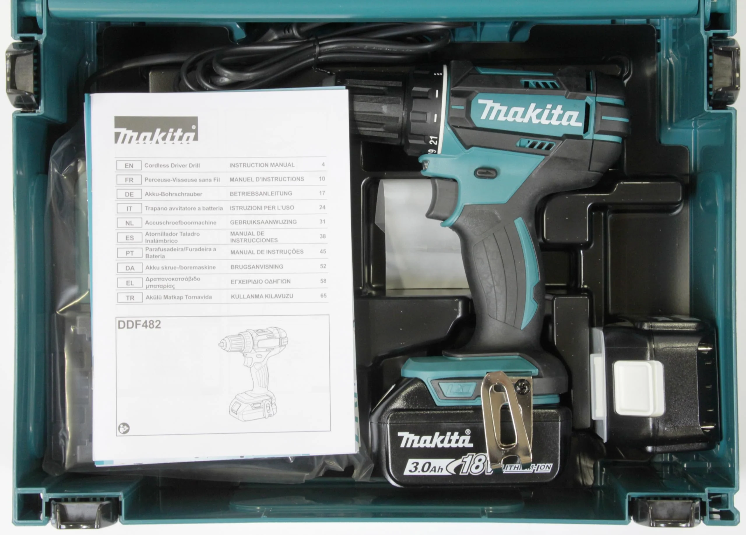 Makita DDF482RFJ Akku-Bohrschrauber 18V / 3,0 Ah, 2 Akkus + Ladegerät im MAKPAC Schwarz, Blau - Image 5