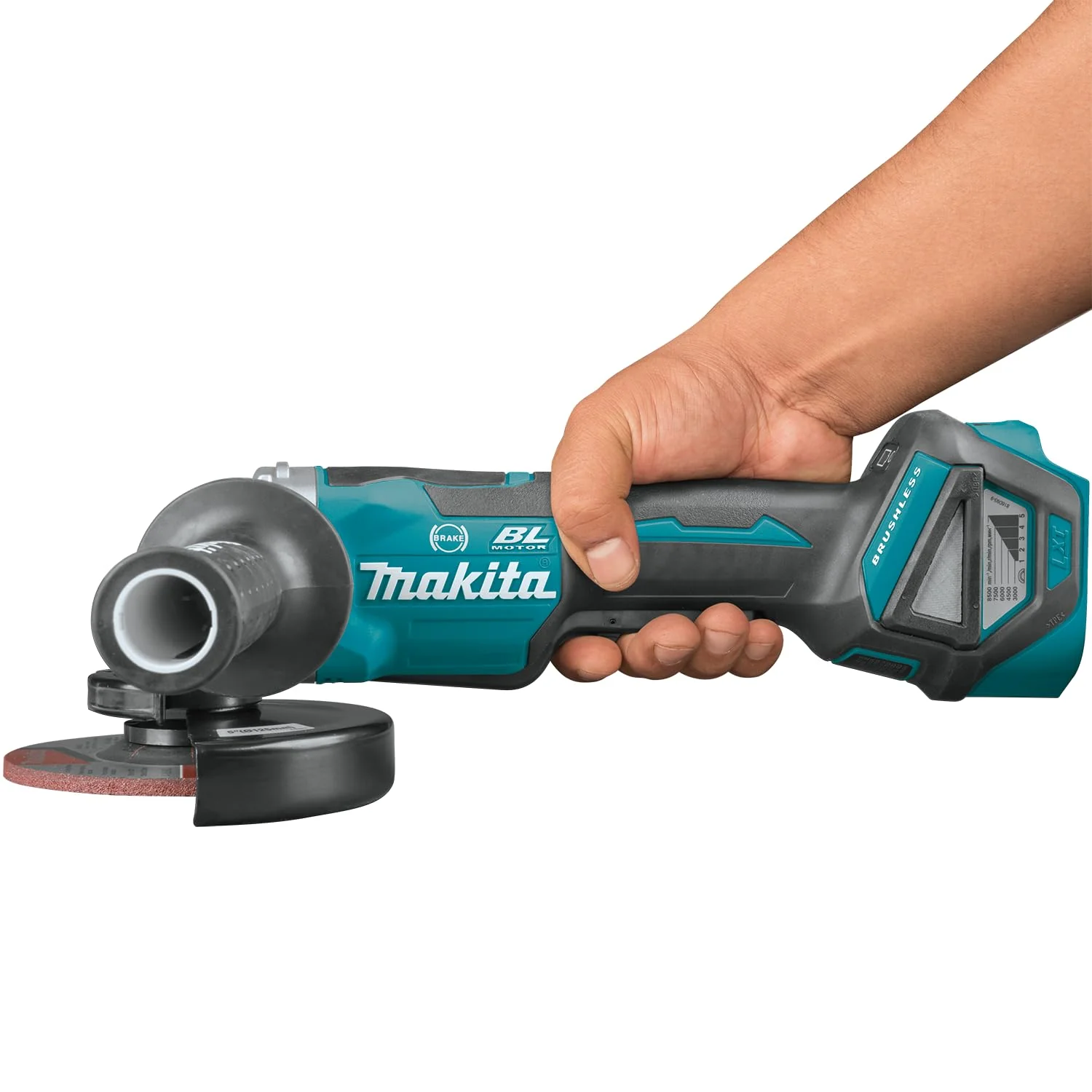 Makita DGA517RTJ Akku-Winkelschleifer 18 V / 5,0 Ah mit Paddleschalter, 2 Akkus + Ladegerät im MAKPAC, Schwarz - Image 8