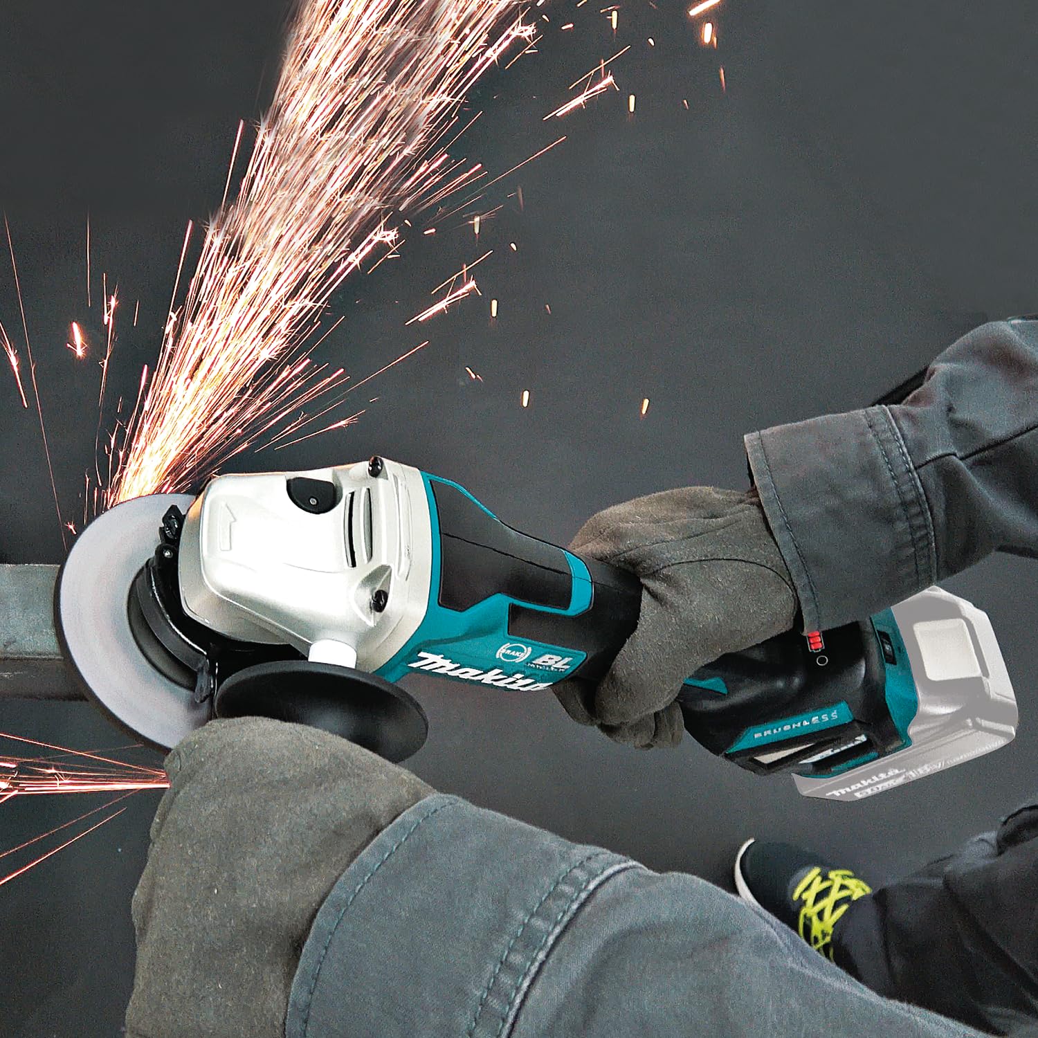 Makita DGA517Z Akku-Winkelschleifer 18 V mit Paddleschalter (ohne Akku, ohne Ladegerät), Bunt - Image 12