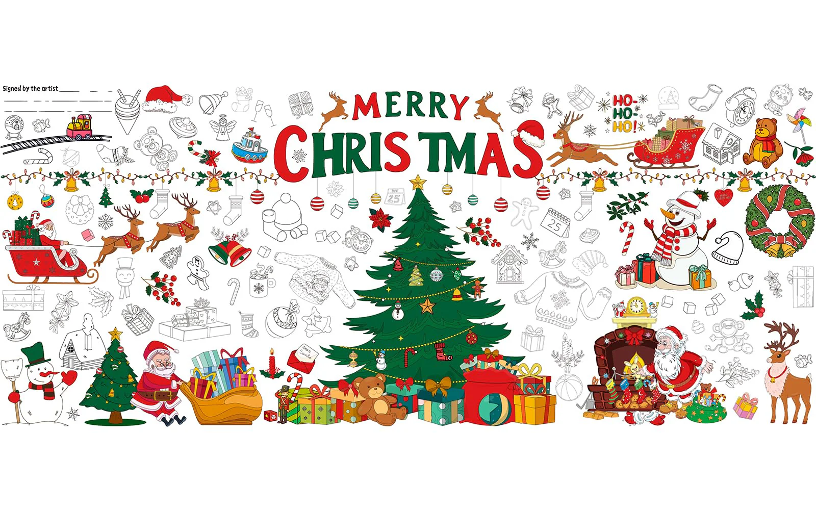 Mal Mich Bunt Ausmal Tischdecke Weihnachten für Kinder – Riesige 180 x 76 cm DIY Papier-Tischdecke zum Ausmalen – Weihnachts-Bastelposter, Kreatives Weihnachtsbasteln & Spielspaß