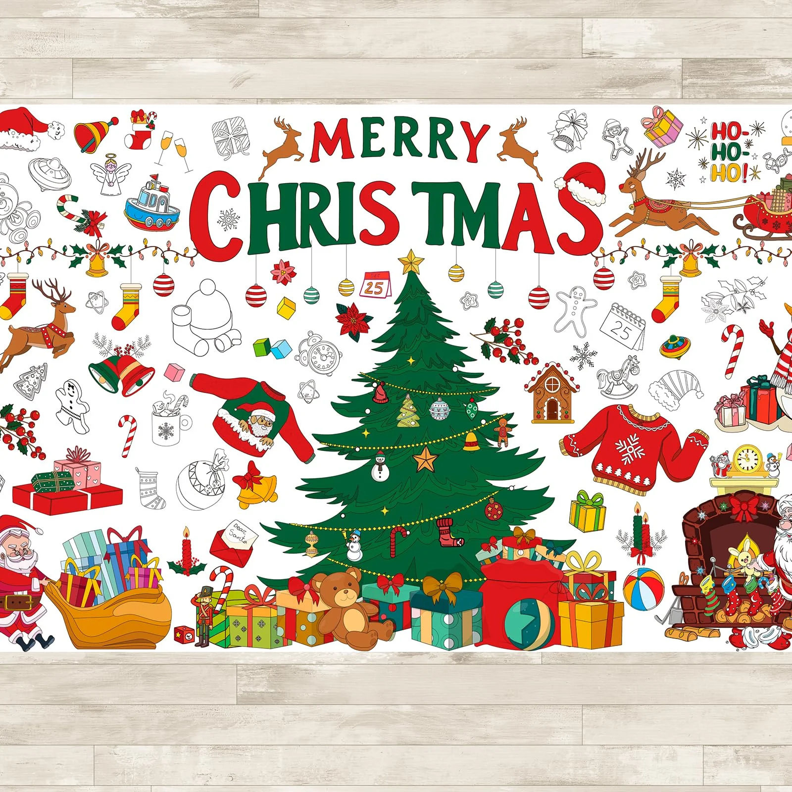 Mal Mich Bunt Ausmal Tischdecke Weihnachten für Kinder – Riesige 180 x 76 cm DIY Papier-Tischdecke zum Ausmalen – Weihnachts-Bastelposter, Kreatives Weihnachtsbasteln & Spielspaß - Image 2