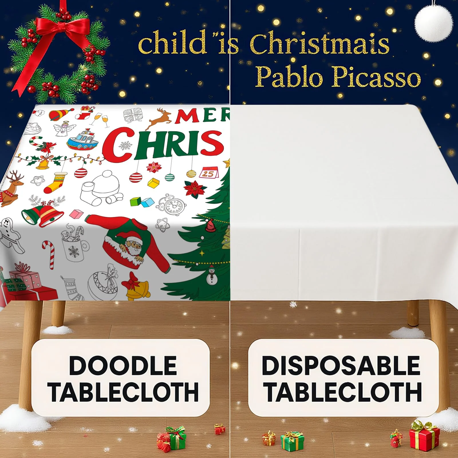 Mal Mich Bunt Ausmal Tischdecke Weihnachten für Kinder – Riesige 180 x 76 cm DIY Papier-Tischdecke zum Ausmalen – Weihnachts-Bastelposter, Kreatives Weihnachtsbasteln & Spielspaß - Image 3