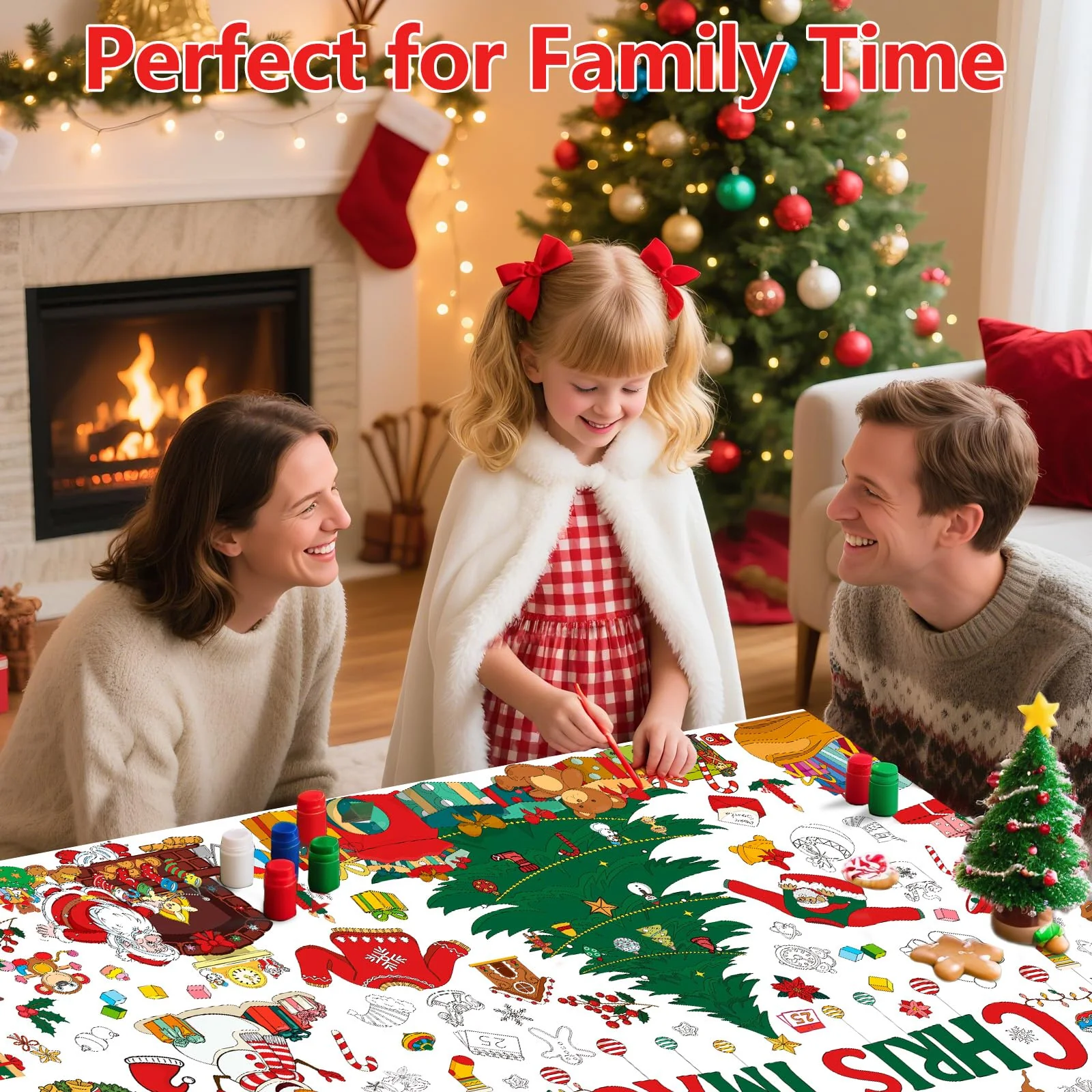 Mal Mich Bunt Ausmal Tischdecke Weihnachten für Kinder – Riesige 180 x 76 cm DIY Papier-Tischdecke zum Ausmalen – Weihnachts-Bastelposter, Kreatives Weihnachtsbasteln & Spielspaß - Image 6