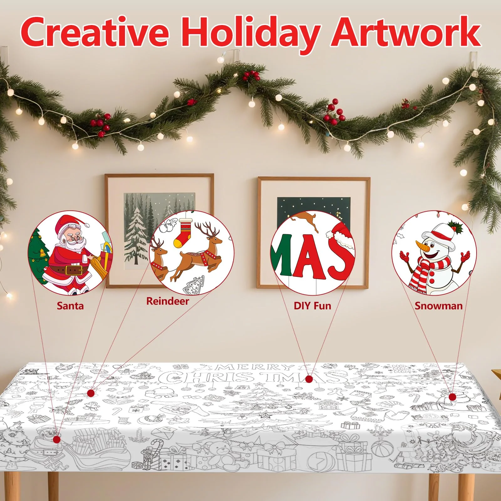Mal Mich Bunt Ausmal Tischdecke Weihnachten für Kinder – Riesige 180 x 76 cm DIY Papier-Tischdecke zum Ausmalen – Weihnachts-Bastelposter, Kreatives Weihnachtsbasteln & Spielspaß - Image 7