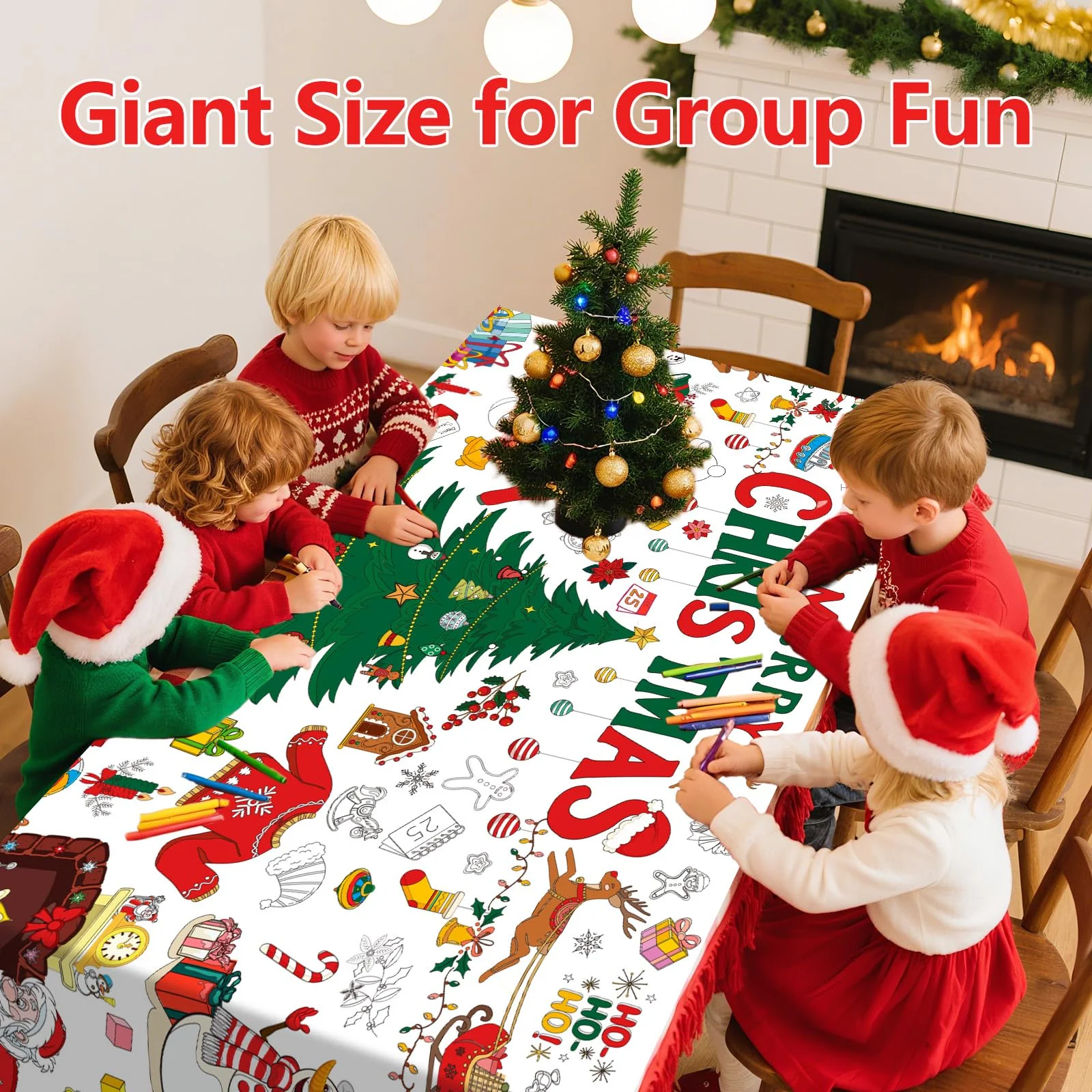 Mal Mich Bunt Ausmal Tischdecke Weihnachten für Kinder – Riesige 180 x 76 cm DIY Papier-Tischdecke zum Ausmalen – Weihnachts-Bastelposter, Kreatives Weihnachtsbasteln & Spielspaß - Image 8