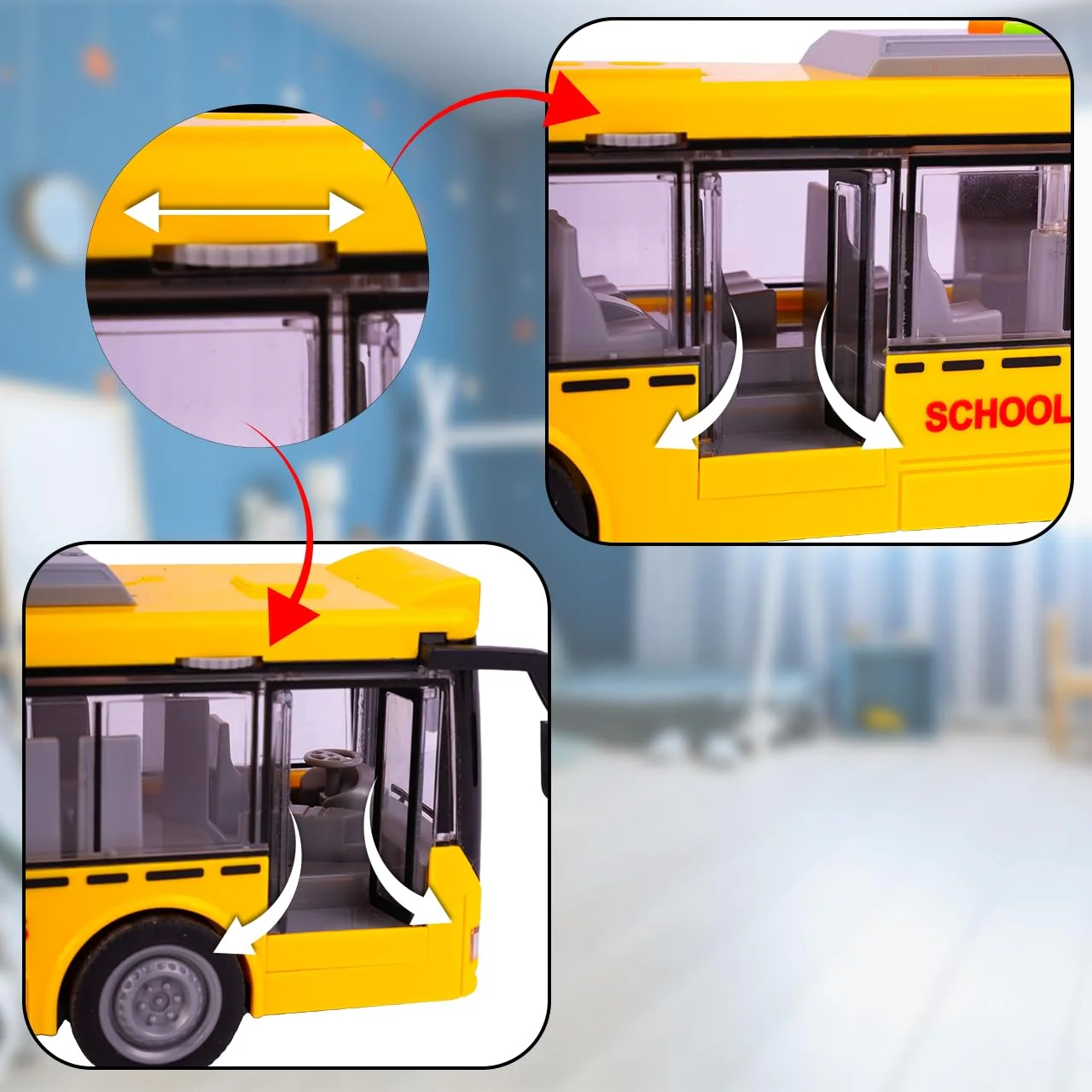 MalPlay Bus mit Fahrgeräuschen, Lichter und öffnen Türen | elektrischer Spielzeugbus 1:16 | Spielzeugauto | Kinder ab 3 Jahren - Image 5