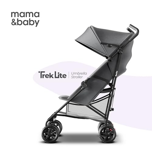 MAMA & BABY Trek Lite Regenschirm-Kinderwagen – kompakt zusammenklappbar, Multi-Positionen-Neigung, Reise-Kinderwagen mit Tragegurt, großem Stauraum und Getränkehalter - Image 3