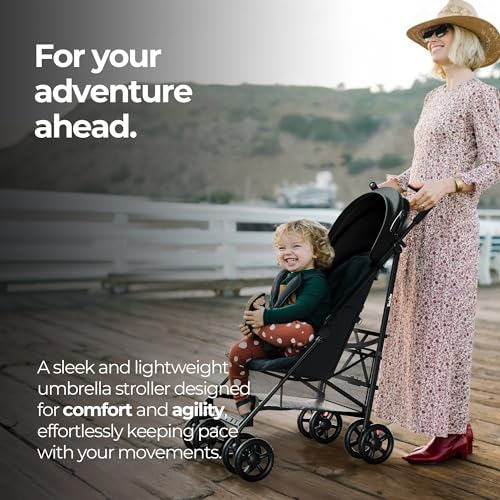 MAMA & BABY Trek Lite Regenschirm-Kinderwagen – kompakt zusammenklappbar, Multi-Positionen-Neigung, Reise-Kinderwagen mit Tragegurt, großem Stauraum und Getränkehalter - Image 4