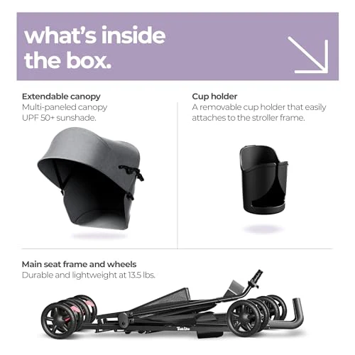 MAMA & BABY Trek Lite Regenschirm-Kinderwagen – kompakt zusammenklappbar, Multi-Positionen-Neigung, Reise-Kinderwagen mit Tragegurt, großem Stauraum und Getränkehalter - Image 5