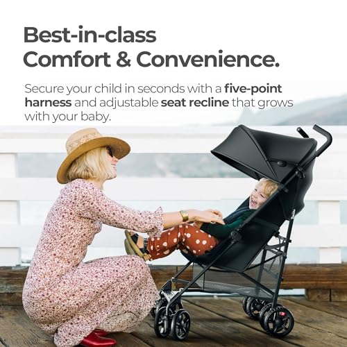 MAMA & BABY Trek Lite Regenschirm-Kinderwagen – kompakt zusammenklappbar, Multi-Positionen-Neigung, Reise-Kinderwagen mit Tragegurt, großem Stauraum und Getränkehalter - Image 6