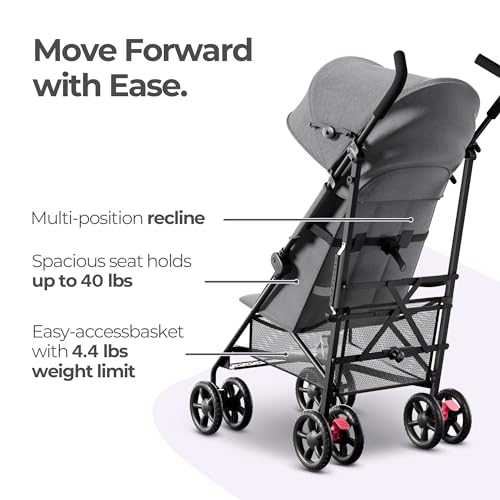 MAMA & BABY Trek Lite Regenschirm-Kinderwagen – kompakt zusammenklappbar, Multi-Positionen-Neigung, Reise-Kinderwagen mit Tragegurt, großem Stauraum und Getränkehalter - Image 9