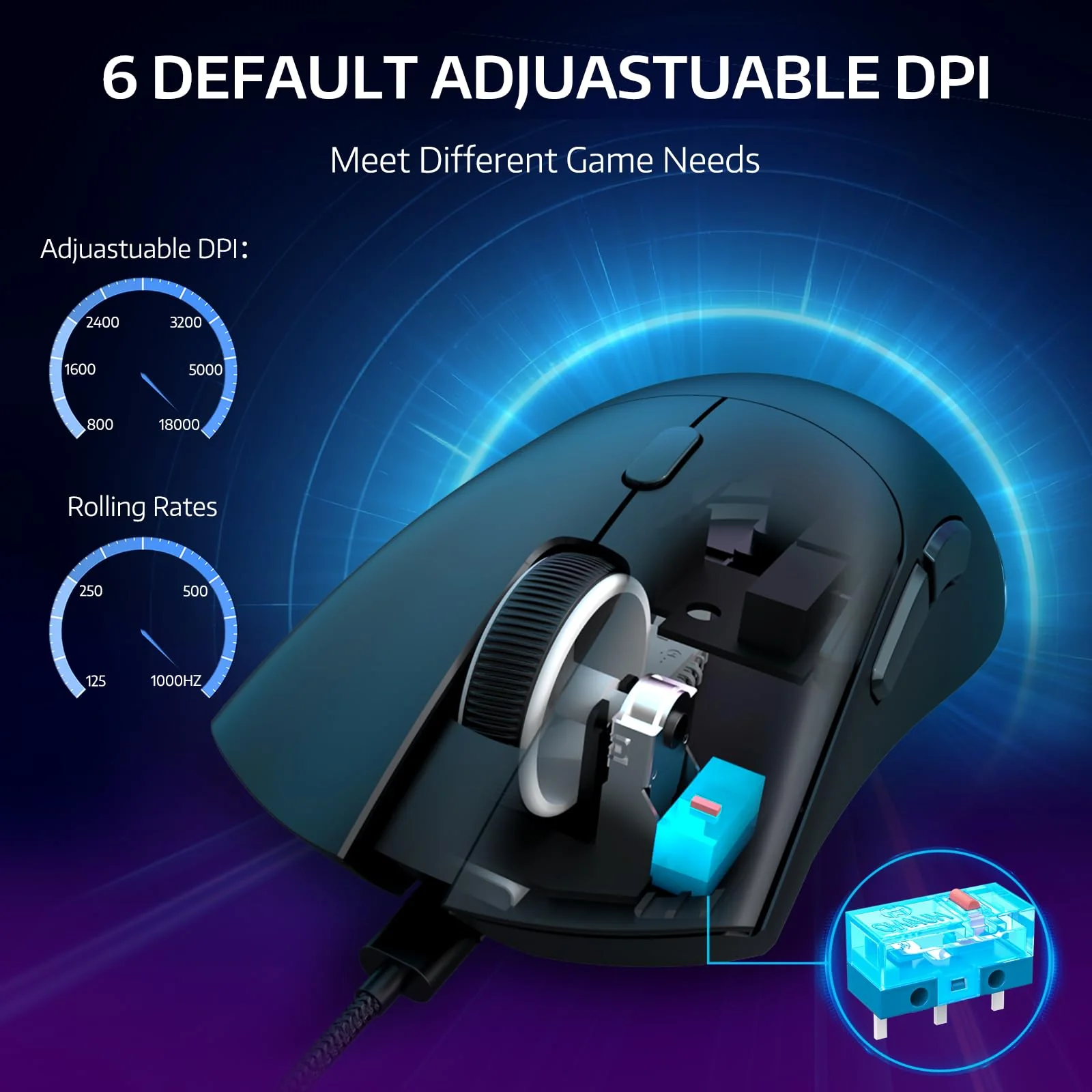 MAMBASNAKE × Attack Shark R1 59 g leichte kabellose Tri-Mode-Gaming-Maus, 2,4 GHz/Bluetooth/Kabelverbindung, 5 programmierbare Tasten, 6 einstellbare DPI bis zu 18000, PixArt PAW3311– Schwarz - Image 3