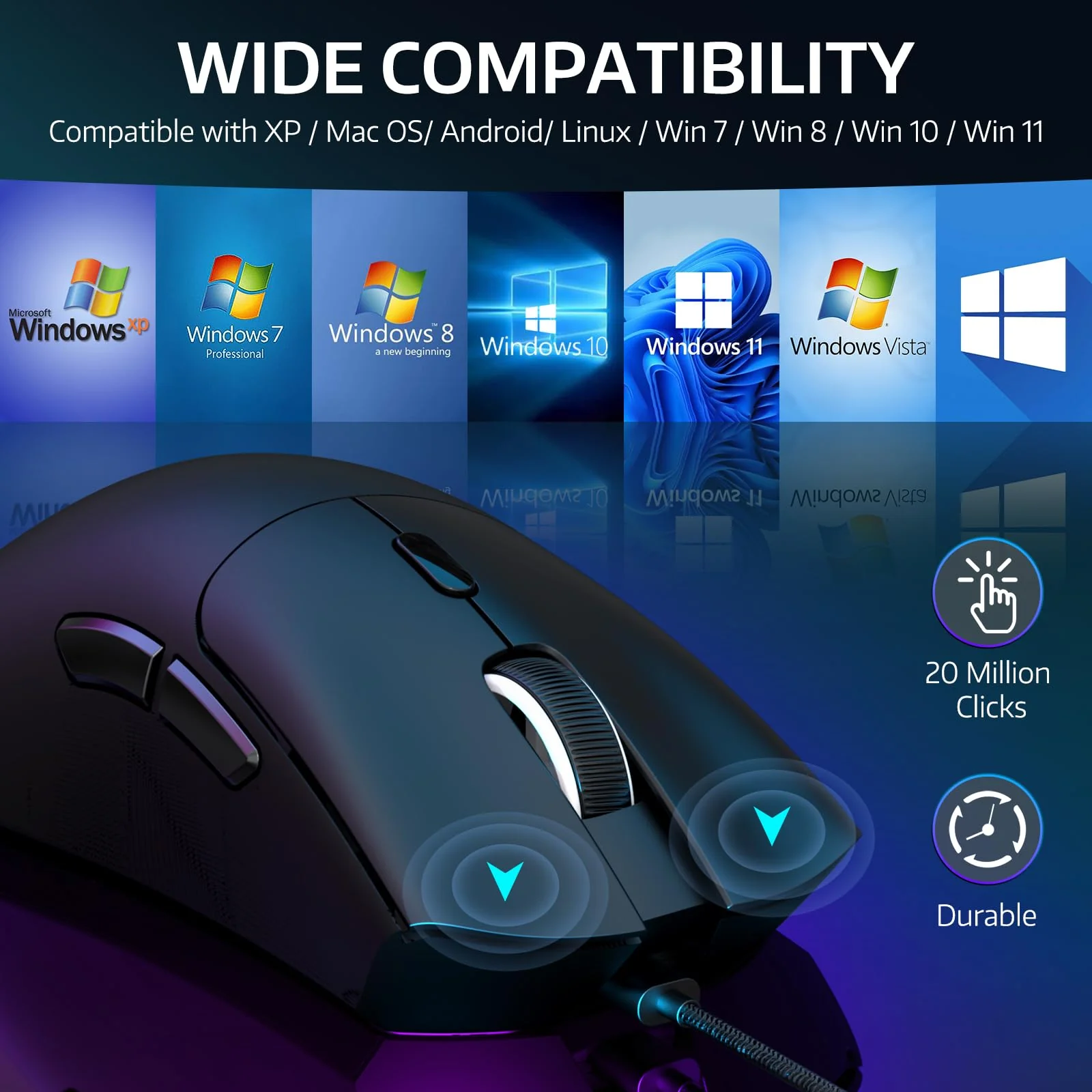 MAMBASNAKE × Attack Shark R1 59 g leichte kabellose Tri-Mode-Gaming-Maus, 2,4 GHz/Bluetooth/Kabelverbindung, 5 programmierbare Tasten, 6 einstellbare DPI bis zu 18000, PixArt PAW3311– Schwarz - Image 7