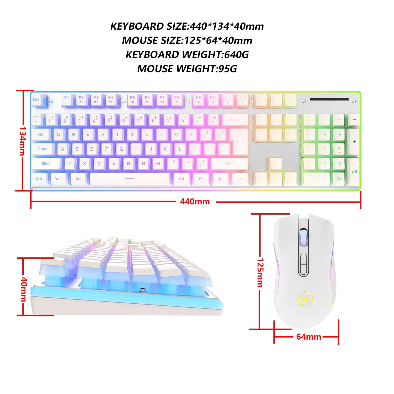 MAMBASNAKE L96 Kabellose Tastatur Und Maus Kombination, Wiederaufladbare 3000-mAh-RGB-Tastatur in Voller Größe Mit Pudding-Tastenkappen, Optische Mäuse Mit 4800DPI, Mechanische Tastatur Und Maus-Weiss - Image 6
