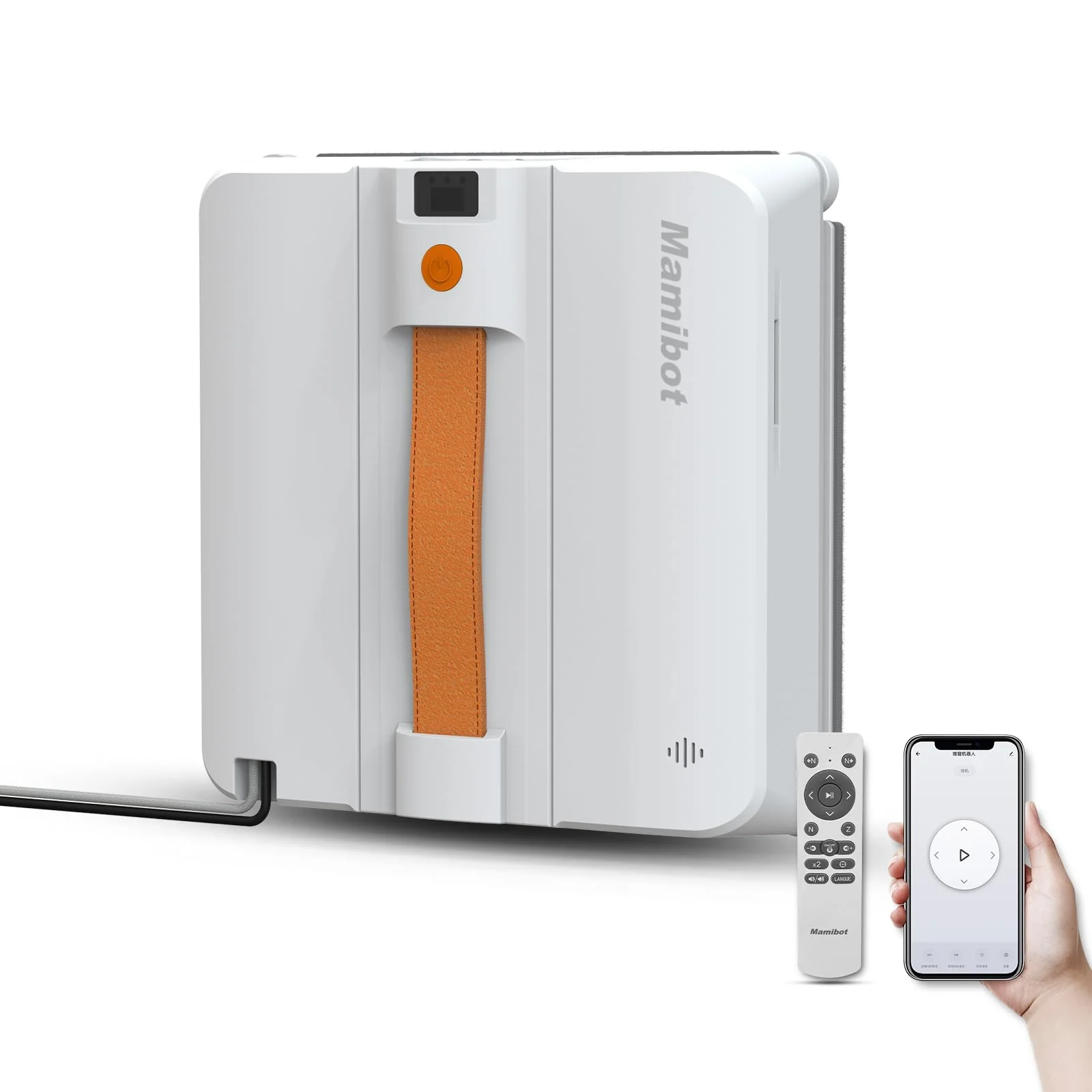 Mamibot W120-DP Window Cleaning Robot with Spray Function, Intelligent Path Planning with Double Cross Water Jet, Remote and App Control for Glass Cleaning in High-rise Buildings (White/Orange) - Image 4