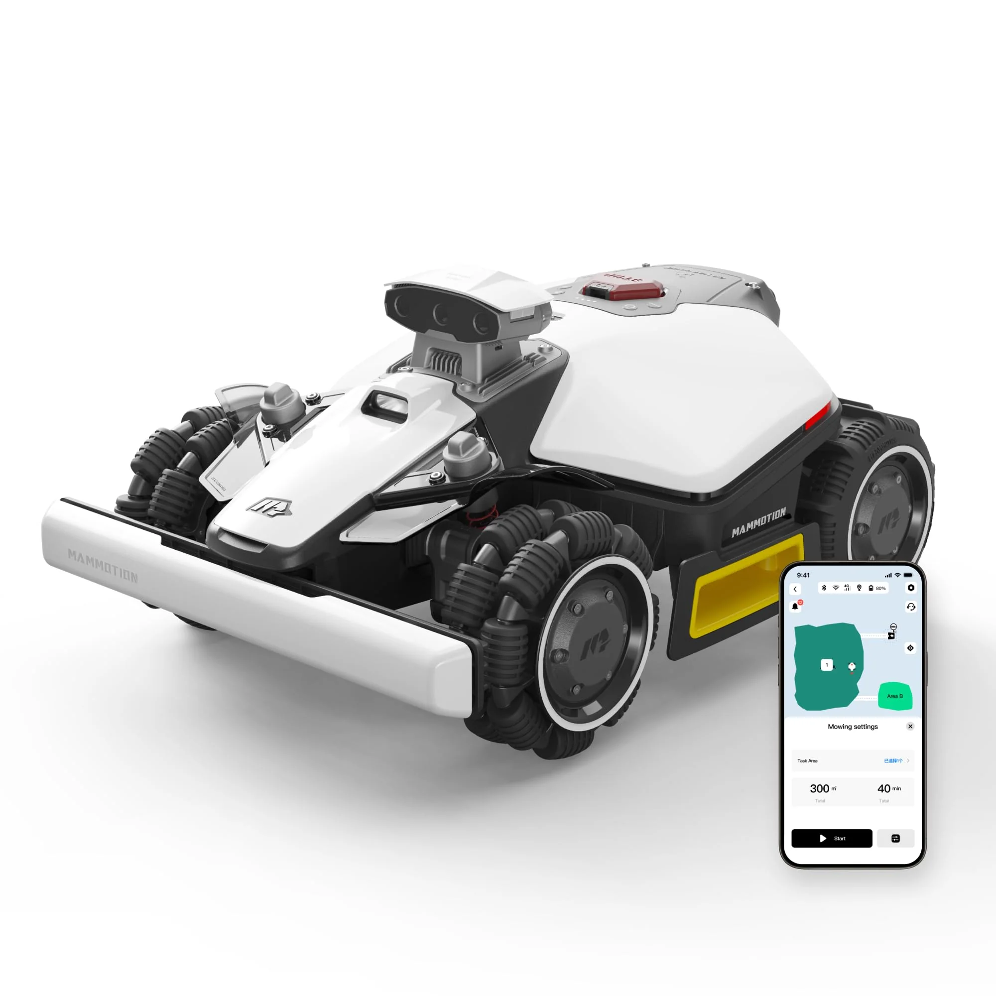 MAMMOTION LUBA Mini 2 AWD 1000 Rasenroboter ohne Begrenzungskabel, empf.1000㎡ Tri-Kamera-AI-Vision & NetRTK-Positionierung, Auto-Mapping, DropMow-Modus, 80% Steigung,Schnitthöhe 20-65mm,10 Multi-Zonen - Image 2