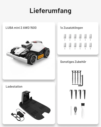 MAMMOTION LUBA Mini 2 AWD 1500 Mähroboter ohne Begrenzungskabel,Empf.1500 m²,360° LiDAR & Dual-Kamera KI Vision, Auto Höhenanpassung,80% Steigung, DropMow,Auto-Mehrzonen-Kartierung - Image 11