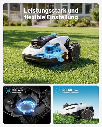 MAMMOTION YUKA mini 2 1000 Mähroboter ohne Begrenzungskabel, Empf.1000 m², ohne RTK& 360°LiDAR& Dual-KI Vision, Steigungen bis zu 45%, 6.1 Ah Akku Lange Batterielaufzeit, DropMow, Schnitthöhe 2-6 cm - Image 9