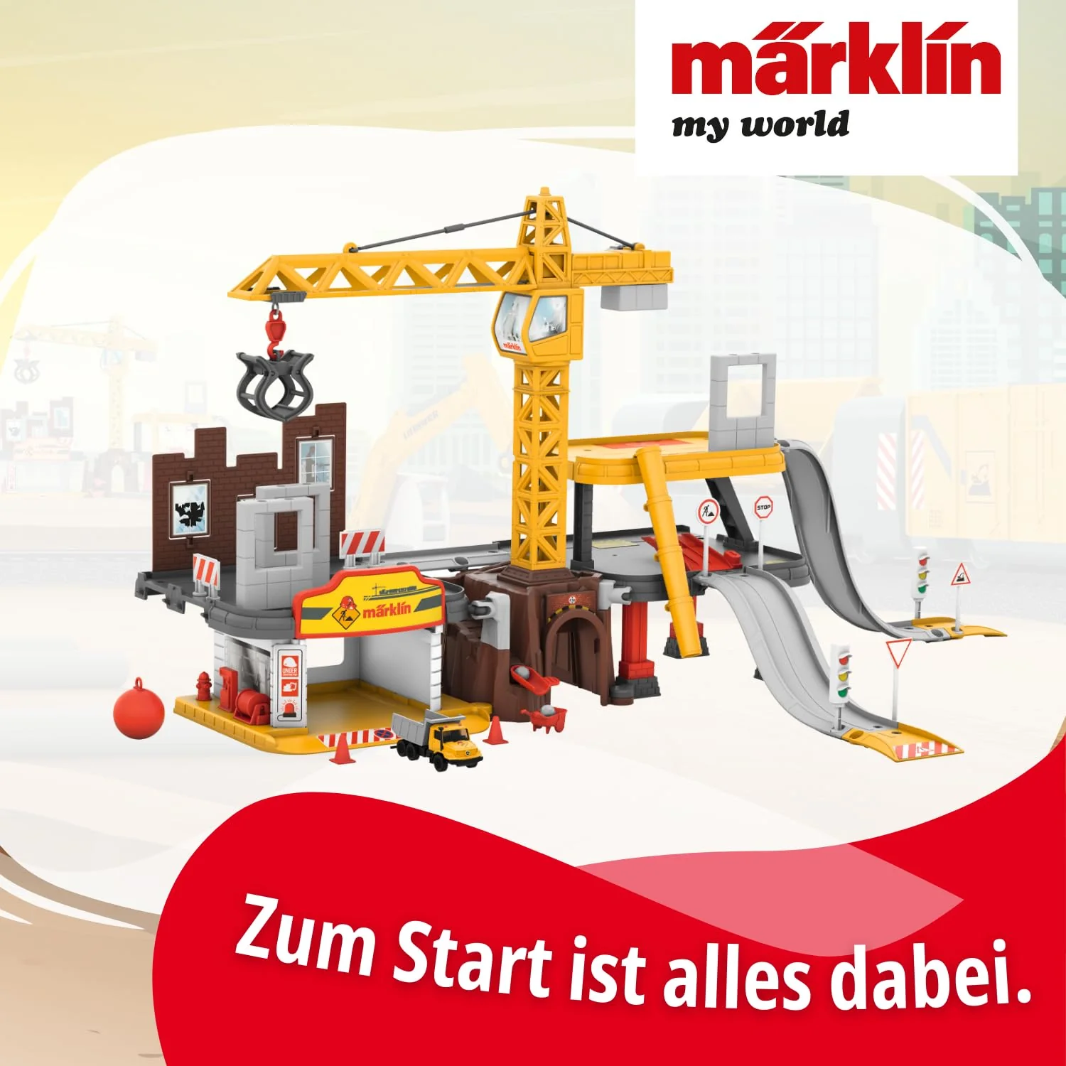 Märklin My World 72222 - Baustellenstation Ergänzungsset - Vollständig ausgestattet - Funktionaler Baukran - Bewegliche Elemente - Spur H0 - Für Kinder ab 3 Jahren - Image 2