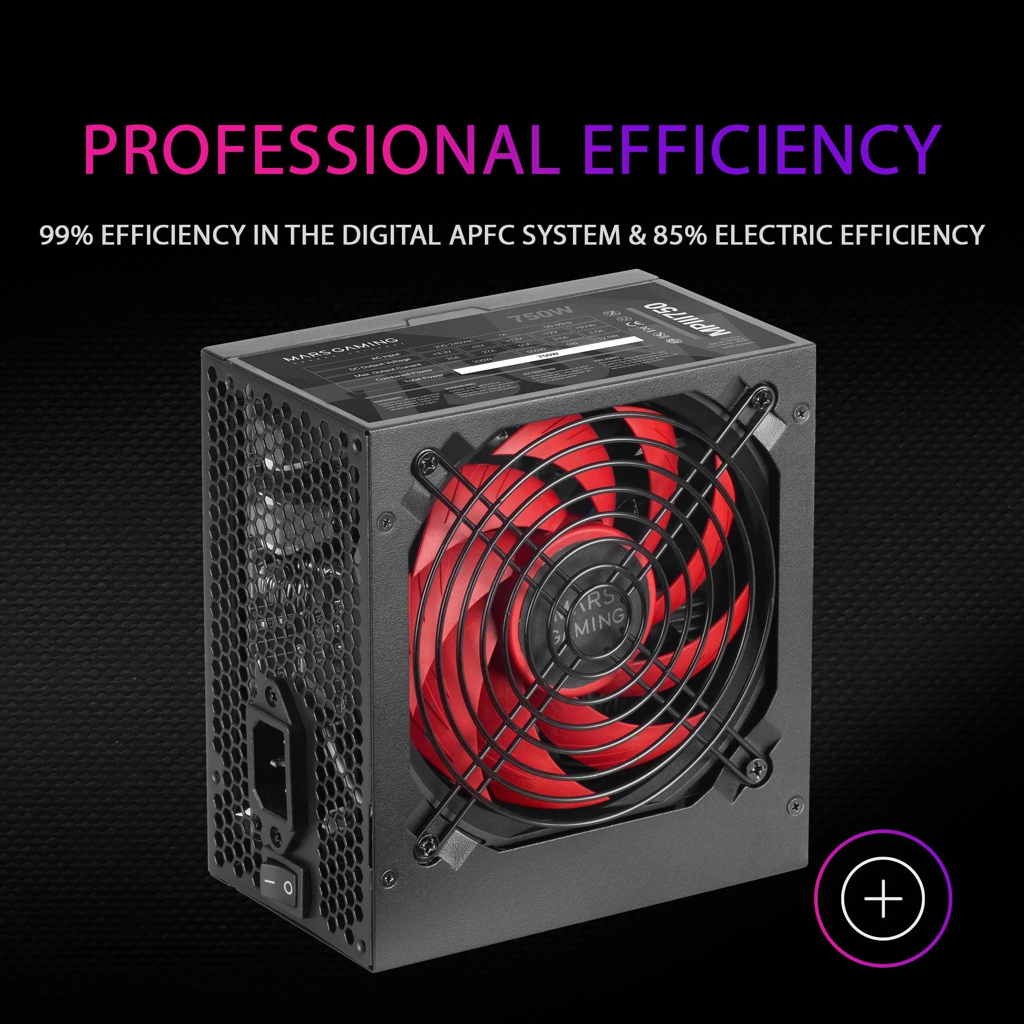 Mars Gaming MPIII750, PC ATX 750W Netzteil, 5 Jahre Garantie, Silent AI-RPM Technologie, 85% Wirkungsgrad, Schwarz - Image 2