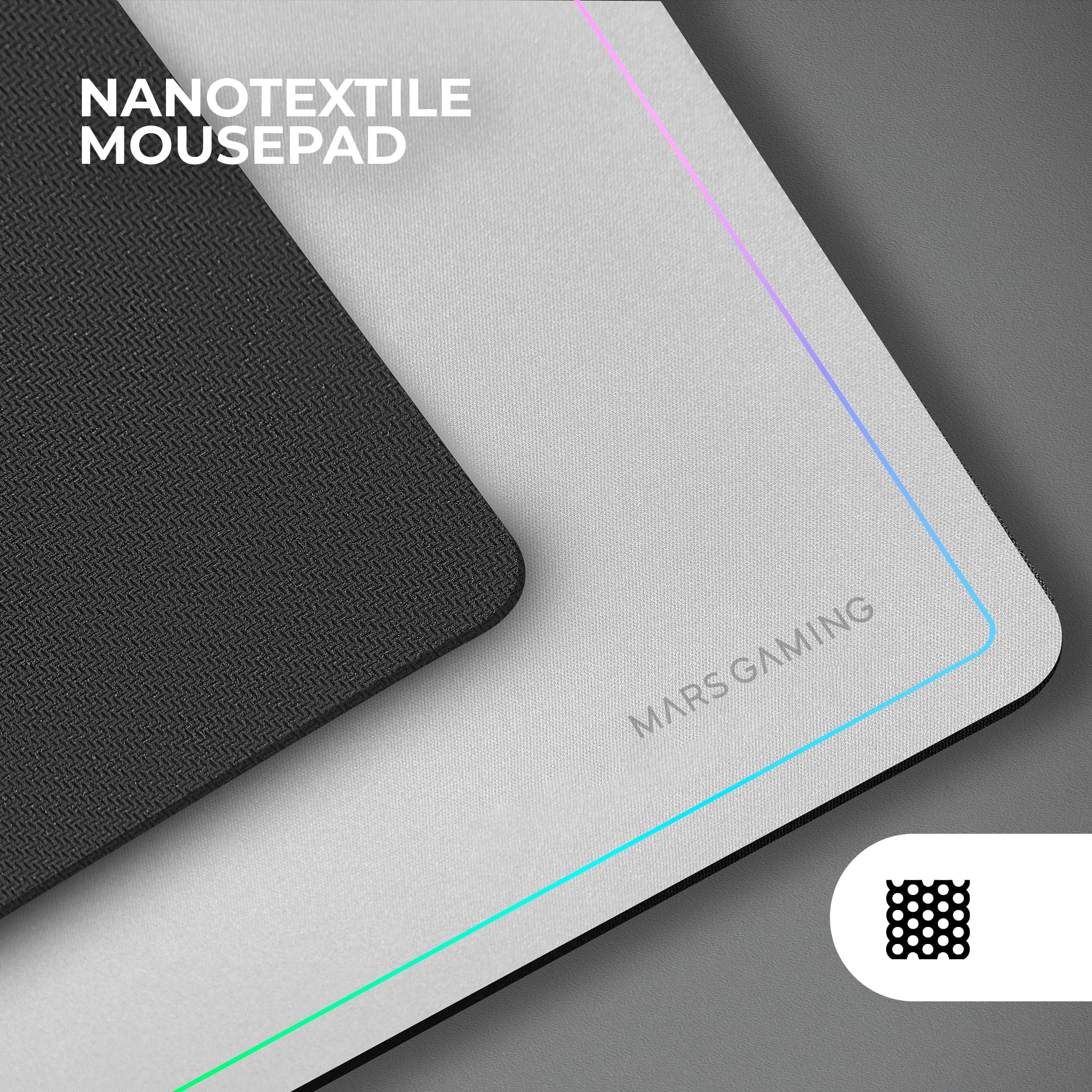 MARSGAMING MCP124, 3in1 Gaming Combo, Ergonomische H-Mech LED RGB Tastatur, RGB Maus 3200DPI HUANO Switches, Nanotextil-Mauspad 360x260mm, Multiplattform-Kompatibilität, Spanisches Layout, Weiß - Image 3