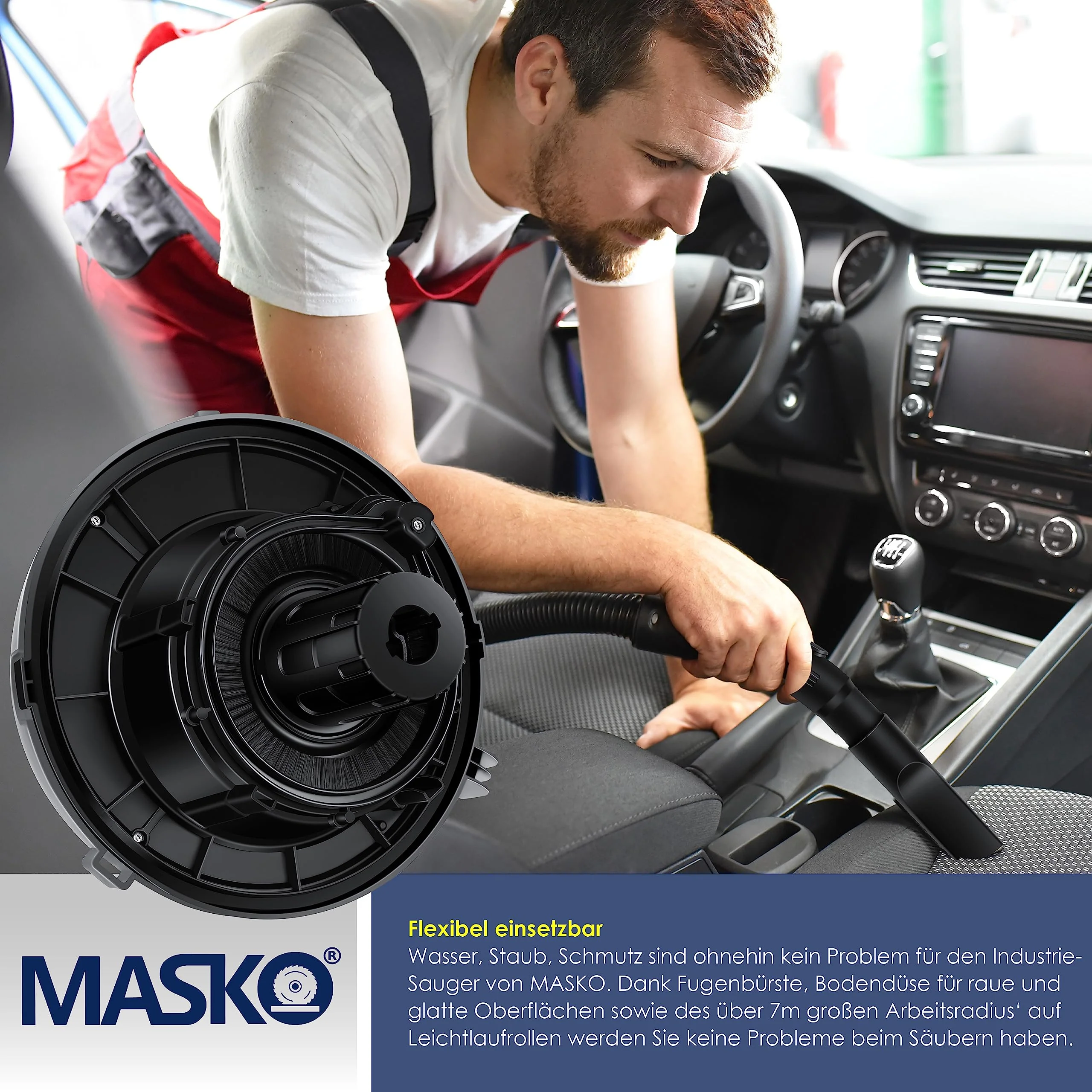 MASKO® Industriestaubsauger Staubsauger Nass Trocken Sauger Edelstahl 2300W + Steckdose | Blasfunktion | Trocken-Saugen & Nass-Saugen | Push&Clean | Industrie-Sauger mit & ohne Beutel | beutellos - Image 7
