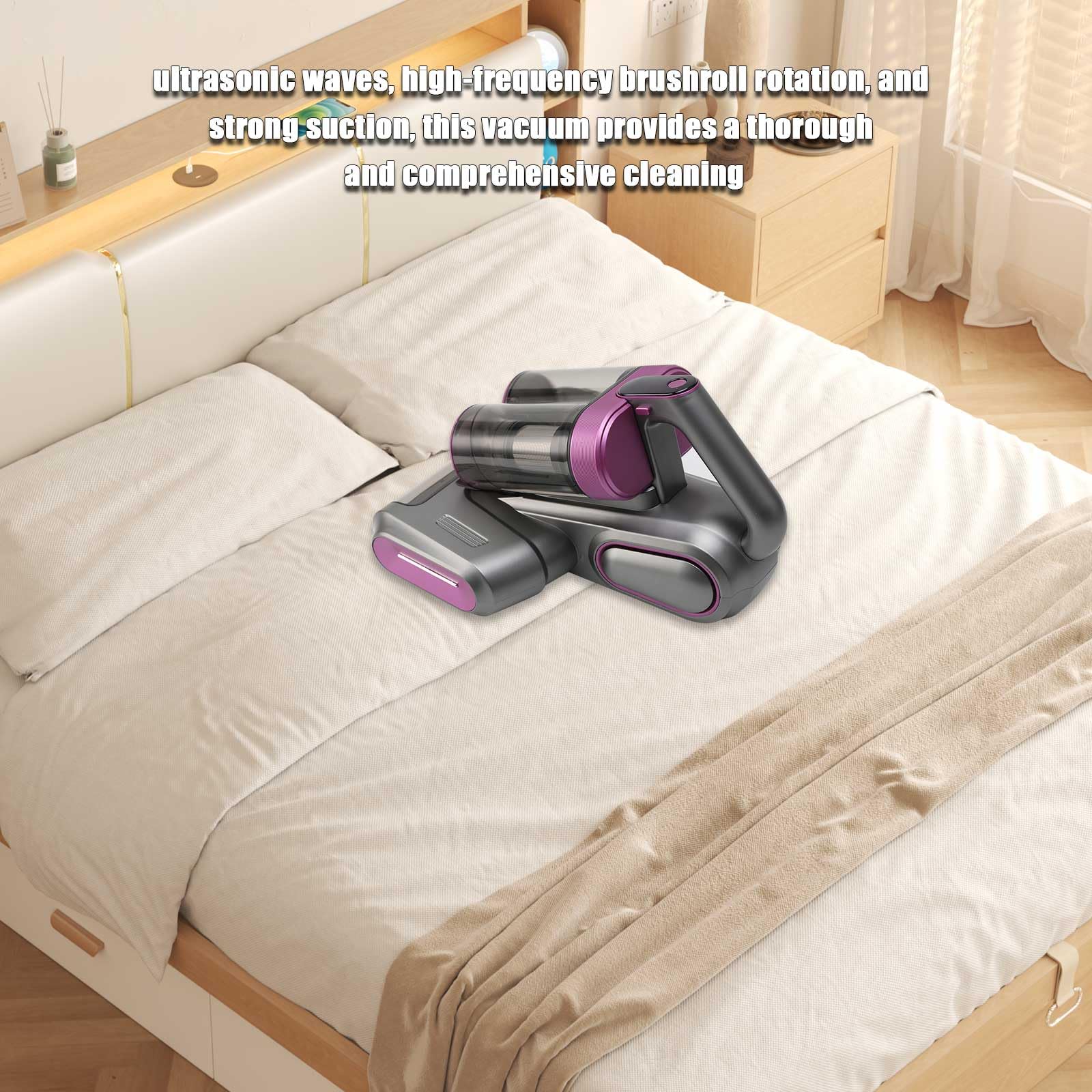 Matratzenstauatratzenstaubsauger Bettstaubsauger 13KPa Sauger Doppelsauger Handstaubsauger Anti- Allergen mit UV- C und Ultraschall für Tierhaare Bettlaken Sofa Kissen und mehr - Image 7