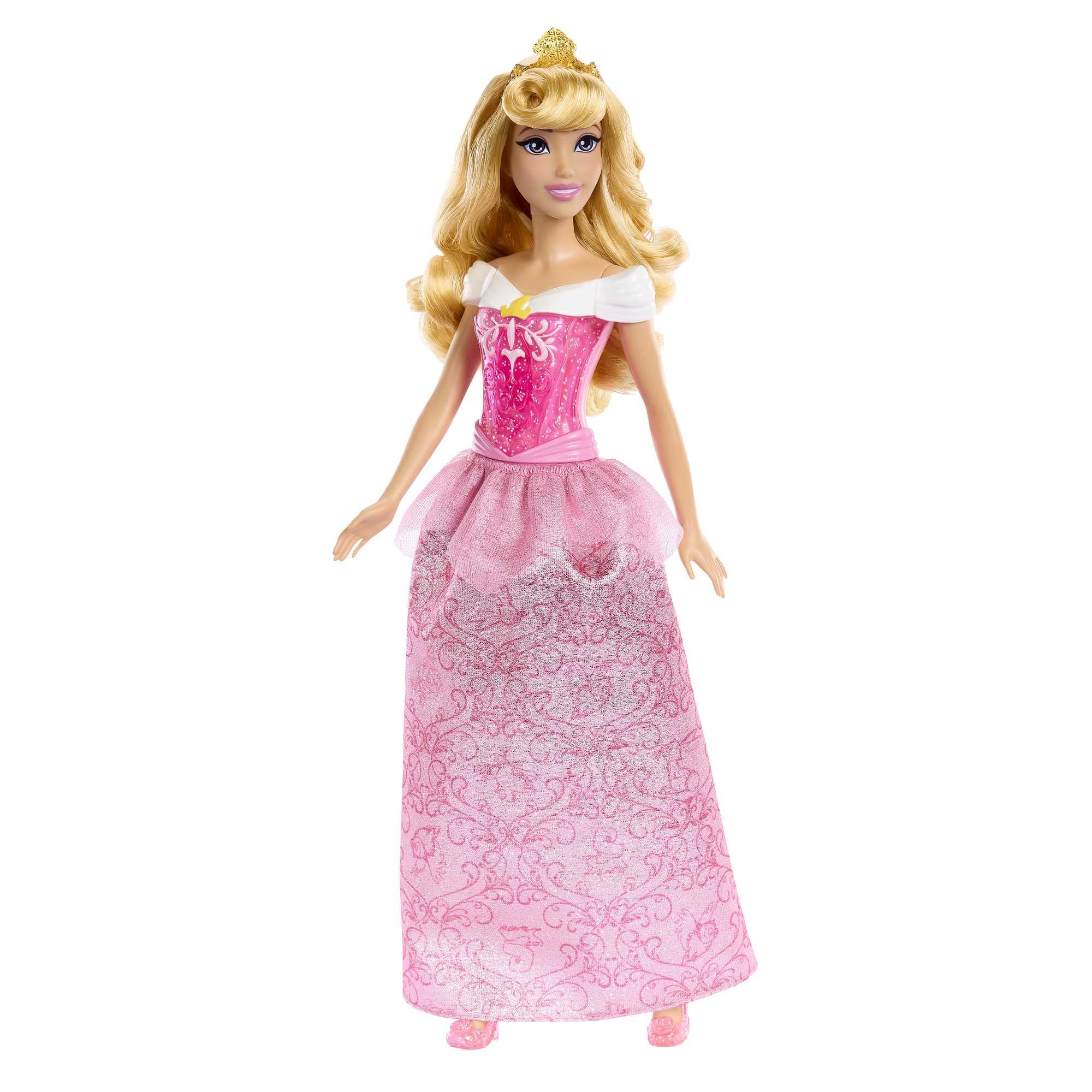 Mattel DISNEY Prinzessin Aurora - Puppe mit typischem Outfit, abnehmbaren Schuhen und Diadem, glitzerndes Oberteil und abnehmbarer Rock mit Muster, lange Haare zum Frisieren, HLW09 - Image 2