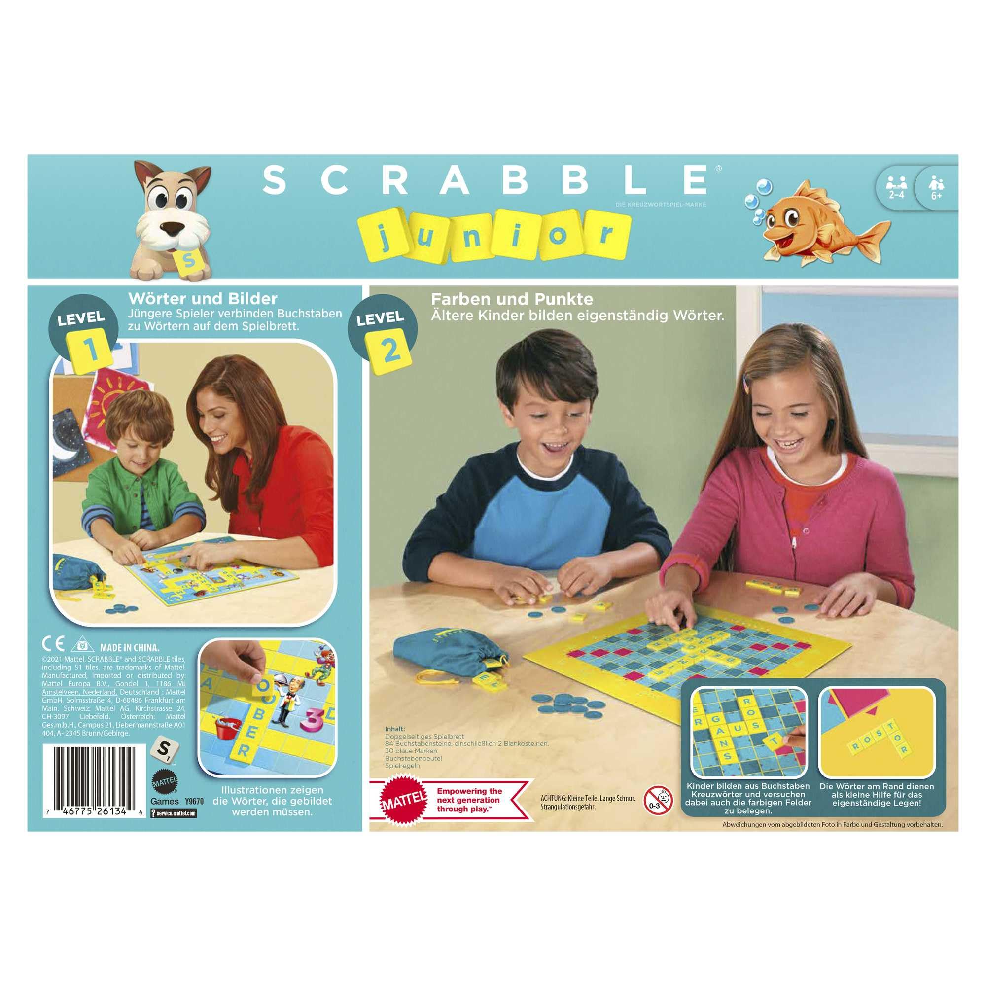 Mattel Games Scrabble Junior Wörterspiel und Kinderspiel, Kinderspiele Brettspiele geeignet für 2 - 4 Kinder ab 6 Jahren, Design kann variieren, Deutsche Version, Y9670 - Image 2