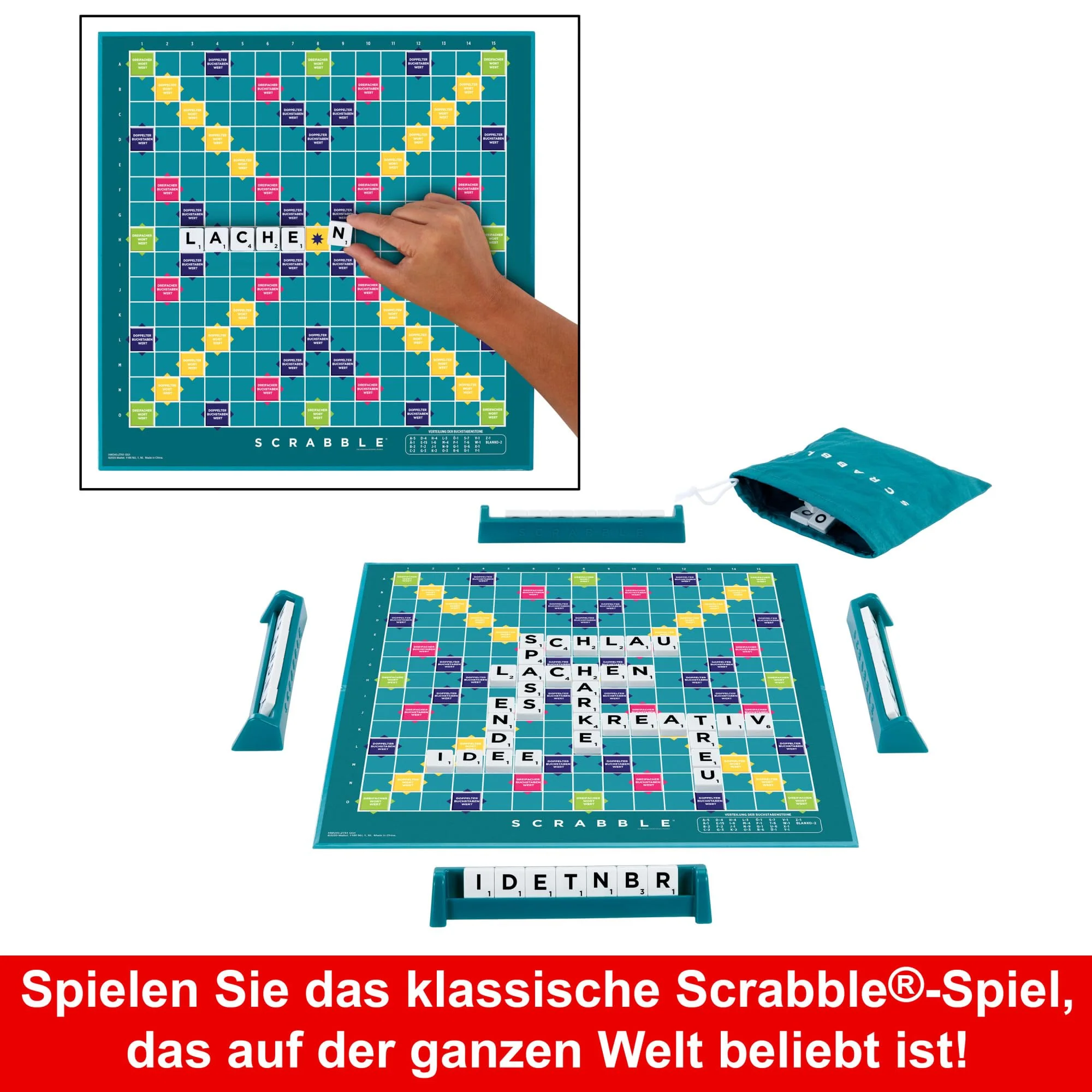 MATTEL GAMES Scrabble Zwei in Eins - Doppelseitiges Brettspiel für schnelles, zwangloses und kooperatives Spiel, inklusive 50 Zielkarten für Scrabble Together, einfache Punktevergabe, HWD45 - Image 3