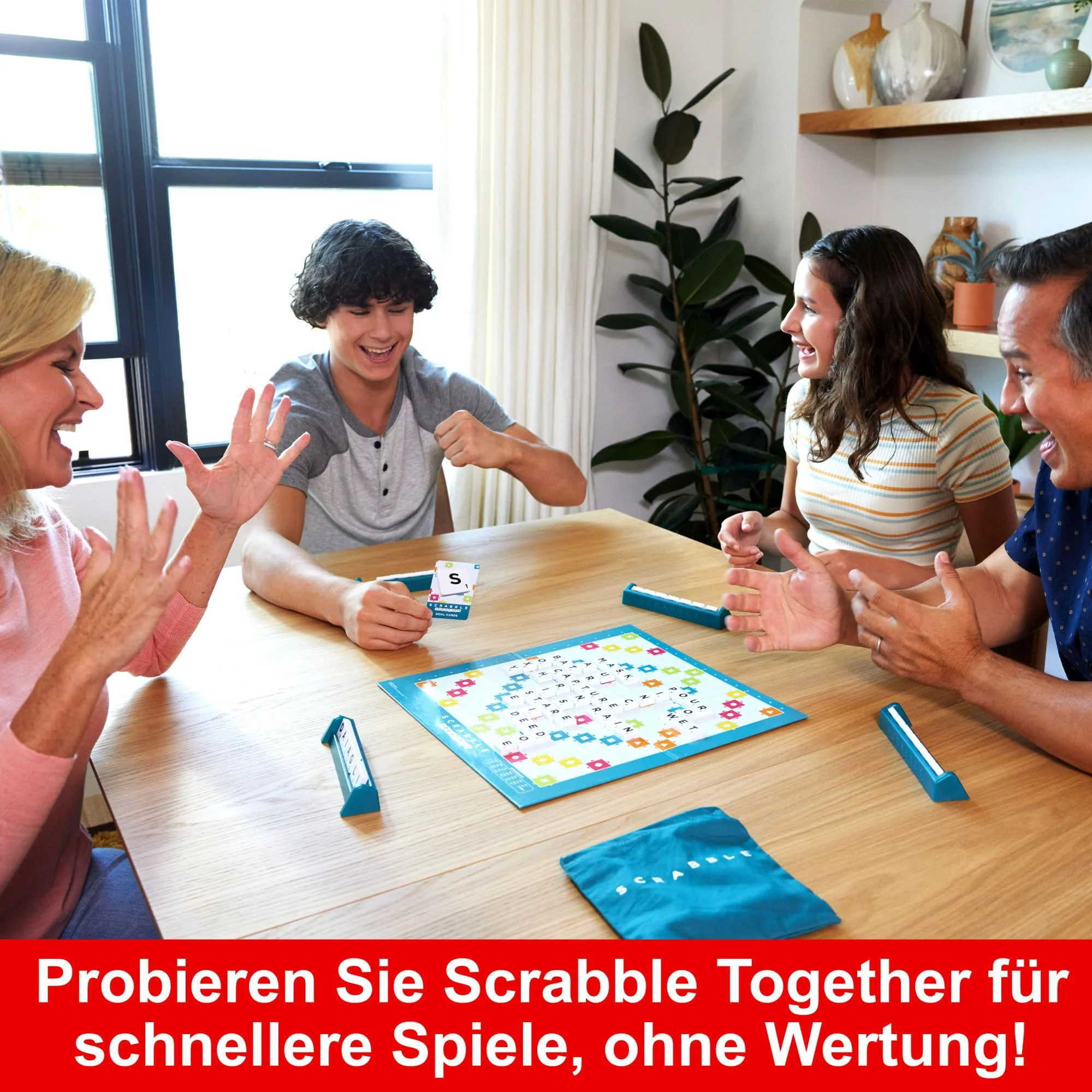 MATTEL GAMES Scrabble Zwei in Eins - Doppelseitiges Brettspiel für schnelles, zwangloses und kooperatives Spiel, inklusive 50 Zielkarten für Scrabble Together, einfache Punktevergabe, HWD45 - Image 6