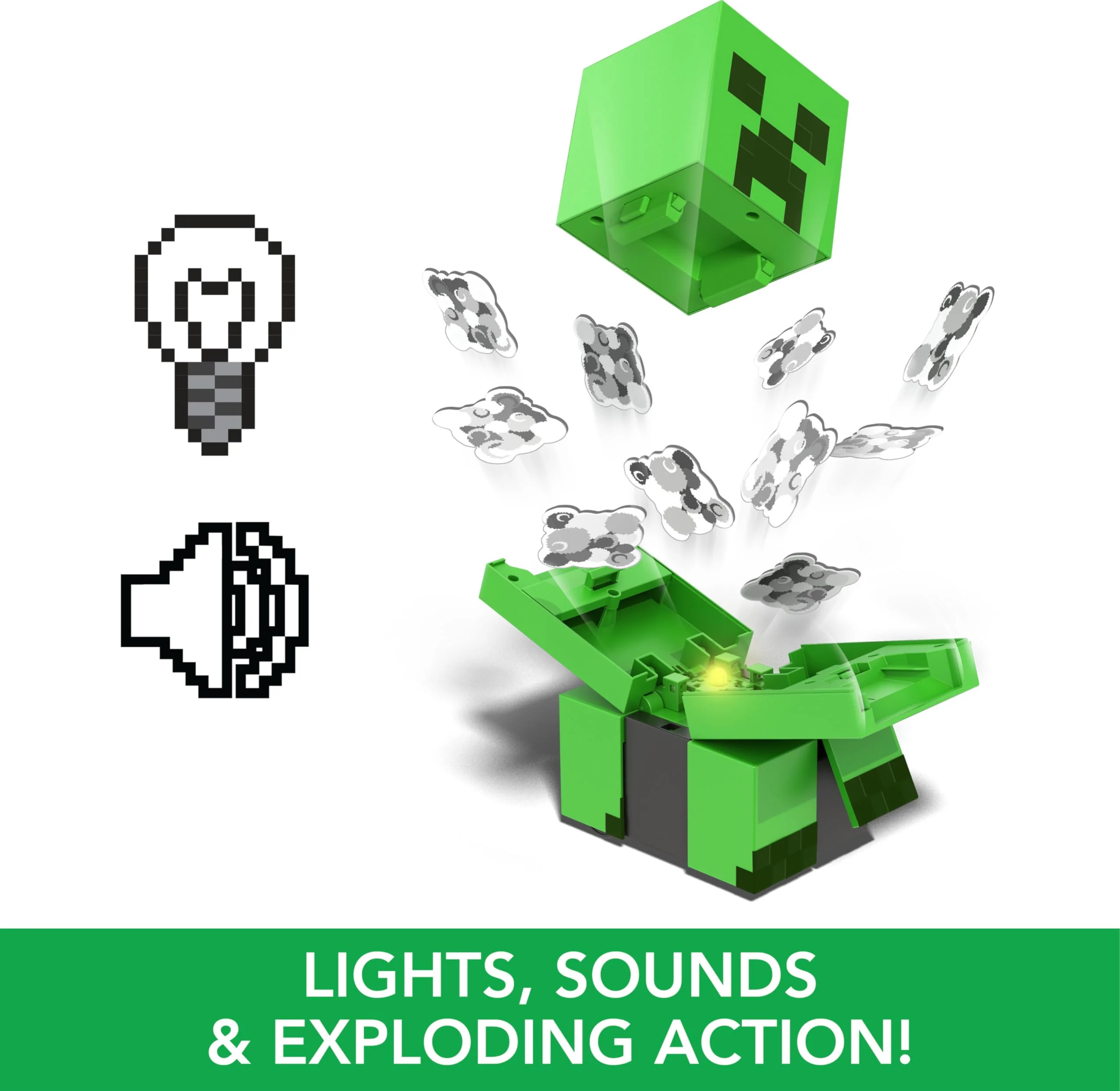 Mattel Minecraft explodierender ferngesteuerter Creeper mit Lichtern und Geräuschen, 10 Explosionspartikel, authentische Bewegungen wie im Spiel und DLC-Code, HRR48, [Mehrfarbig] - Image 6