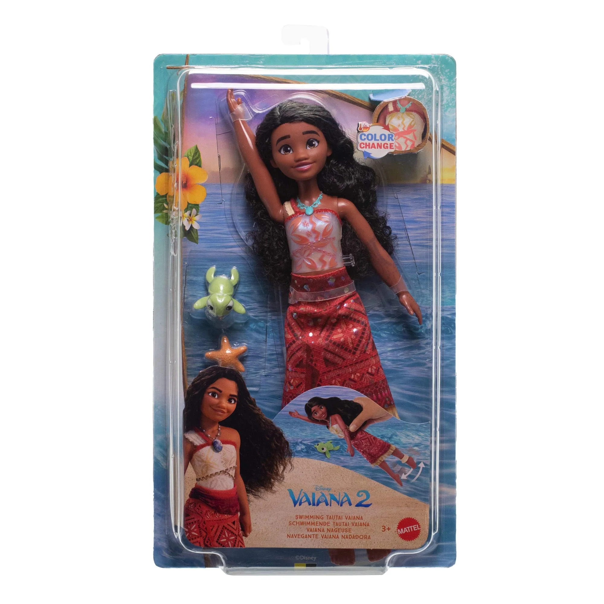 Mattel Spielzeuge aus Disney Vaiana 2, schwimmende Tautai Vaiana-Modepuppe mit 2 Zubehörteilen, Oberteil mit Farbwechsel und Beine für Schwimmbewegungen, vom Film inspiriert, JFF09 - Image 2