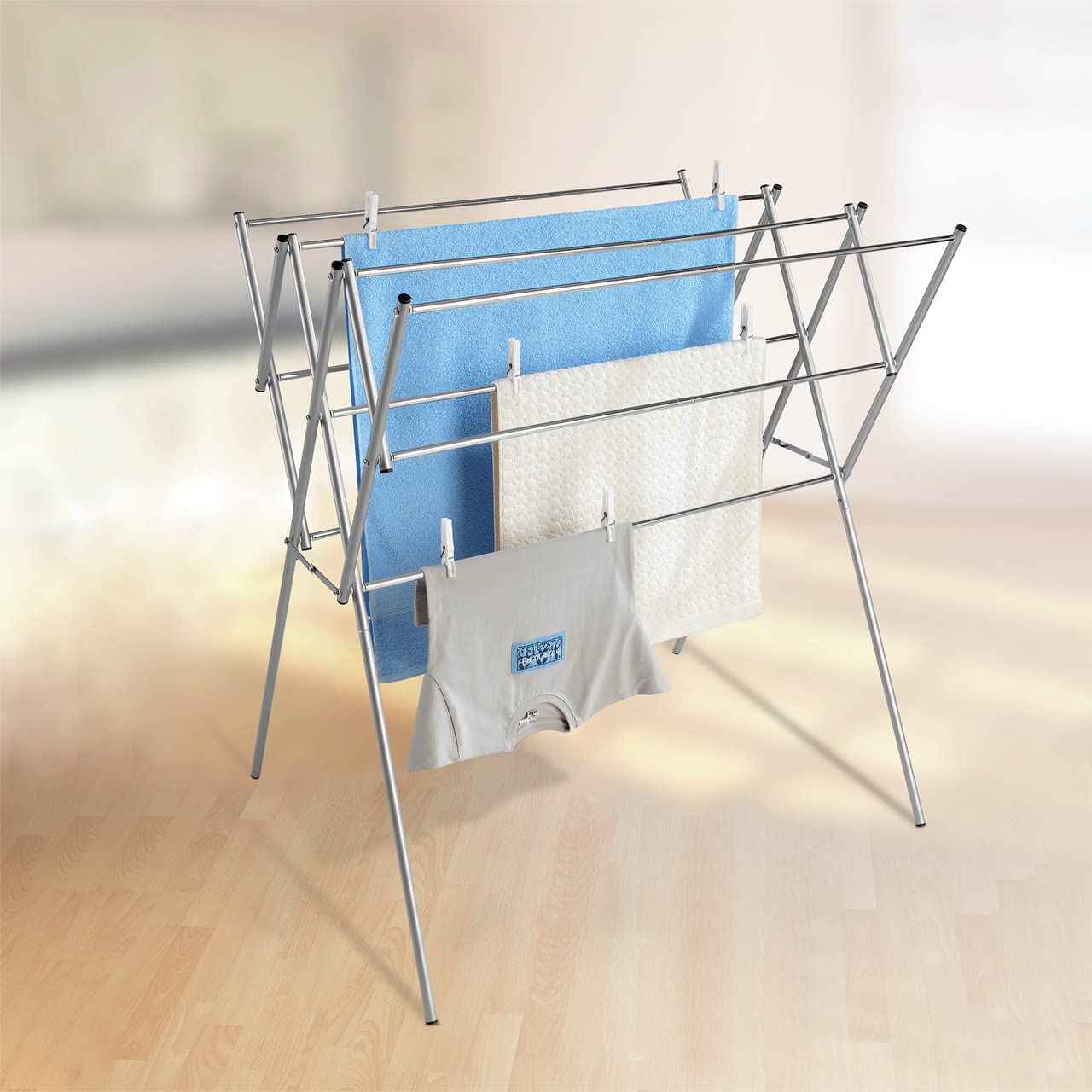 Maximex Teleskop-Wäschetrockner Edelstahl, rostfrei, von 54 bis 92cm ausziehbar, die Gesamttrockenlänge beträgt 7,78 m, standfeste Ausführung, aus rostfreiem Edelstahl - Image 3