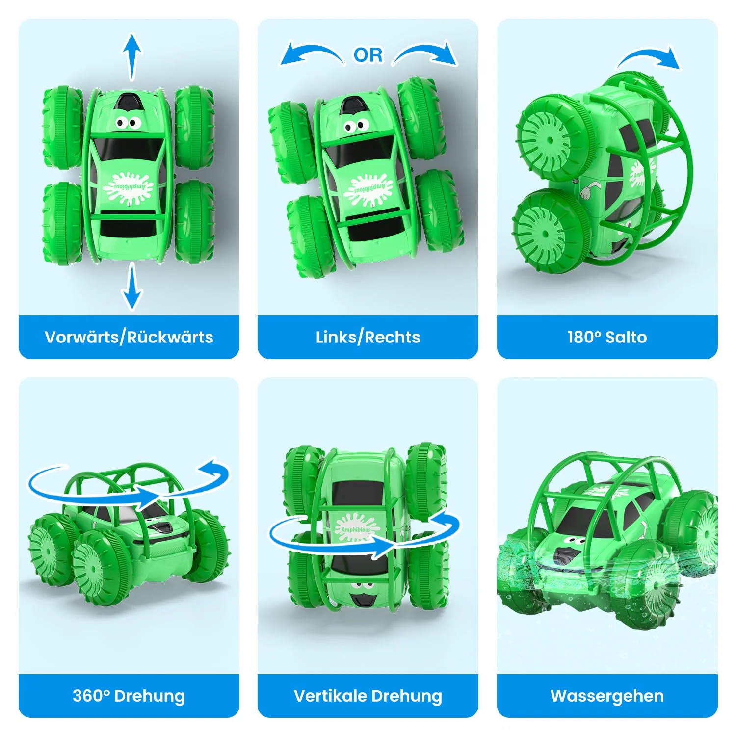 MaxTronic Amphibien Ferngesteuertes Auto, Wiederaufladbares Direktladen 360° Salto wasserdichtes RC Stunt Auto 2.4G 15KM/H 4WD Allrad Geländewagen Spielzeug für Jungen 3-12 Jahre - Image 5